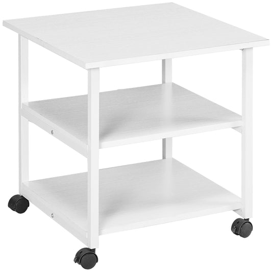 Printer Stand with Wheels, 3-Tier Steel, 50 x 50 x 52.5 cm