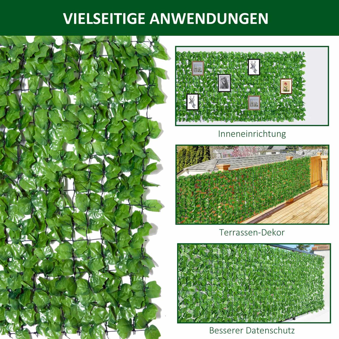 Artificial privacy hedge, light green 300x100cm Wall decor