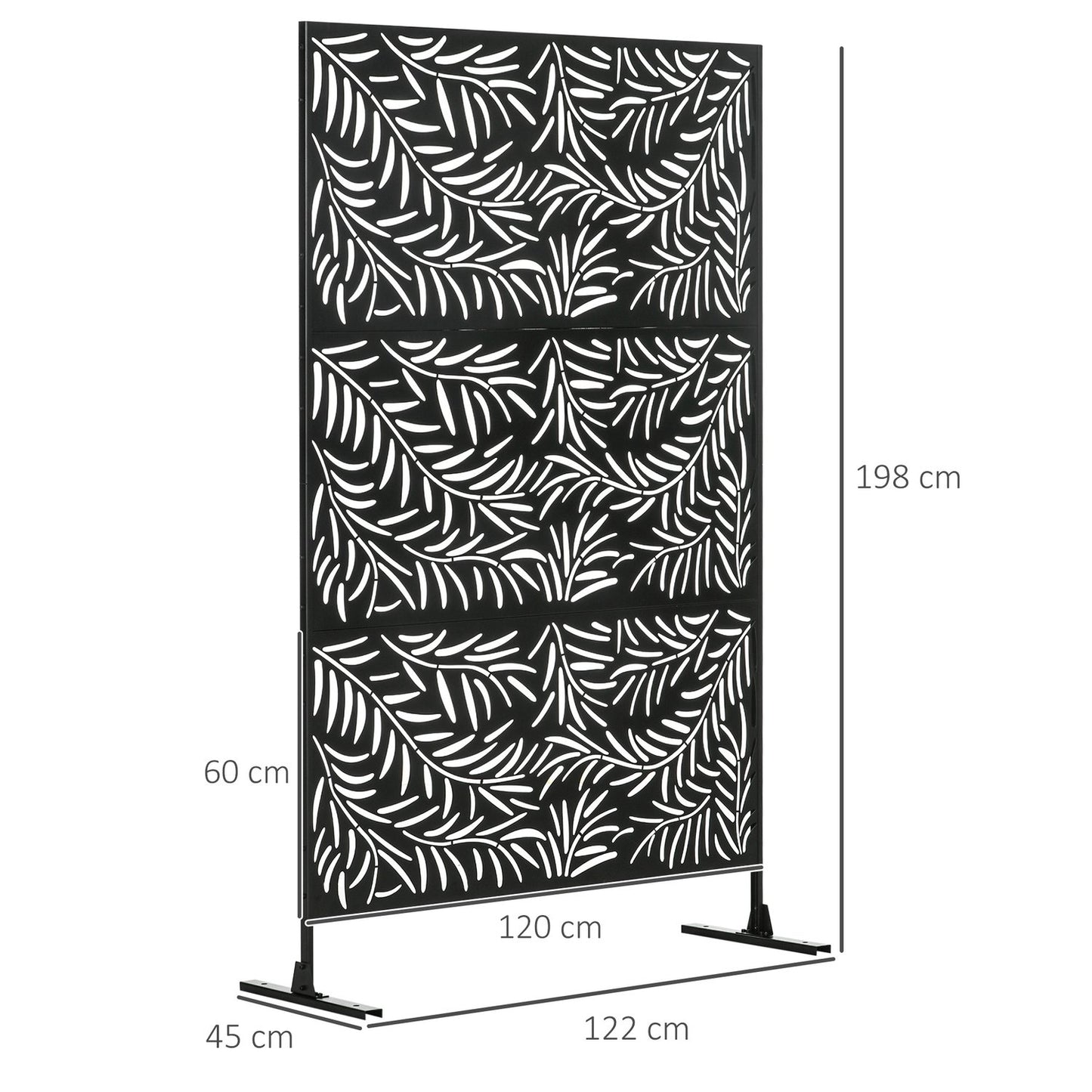 Screen divider in steel - Willow Leaf, 122x198cm, Use on patio