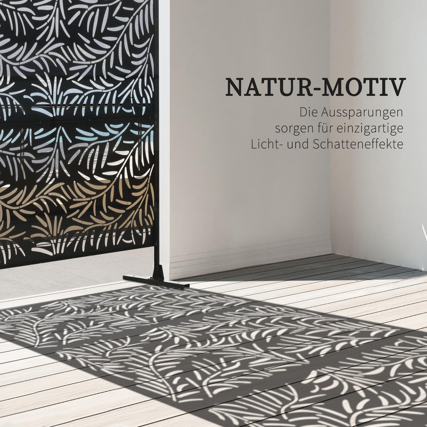 Screen divider in steel - Willow Leaf, 122x198cm, Use on patio