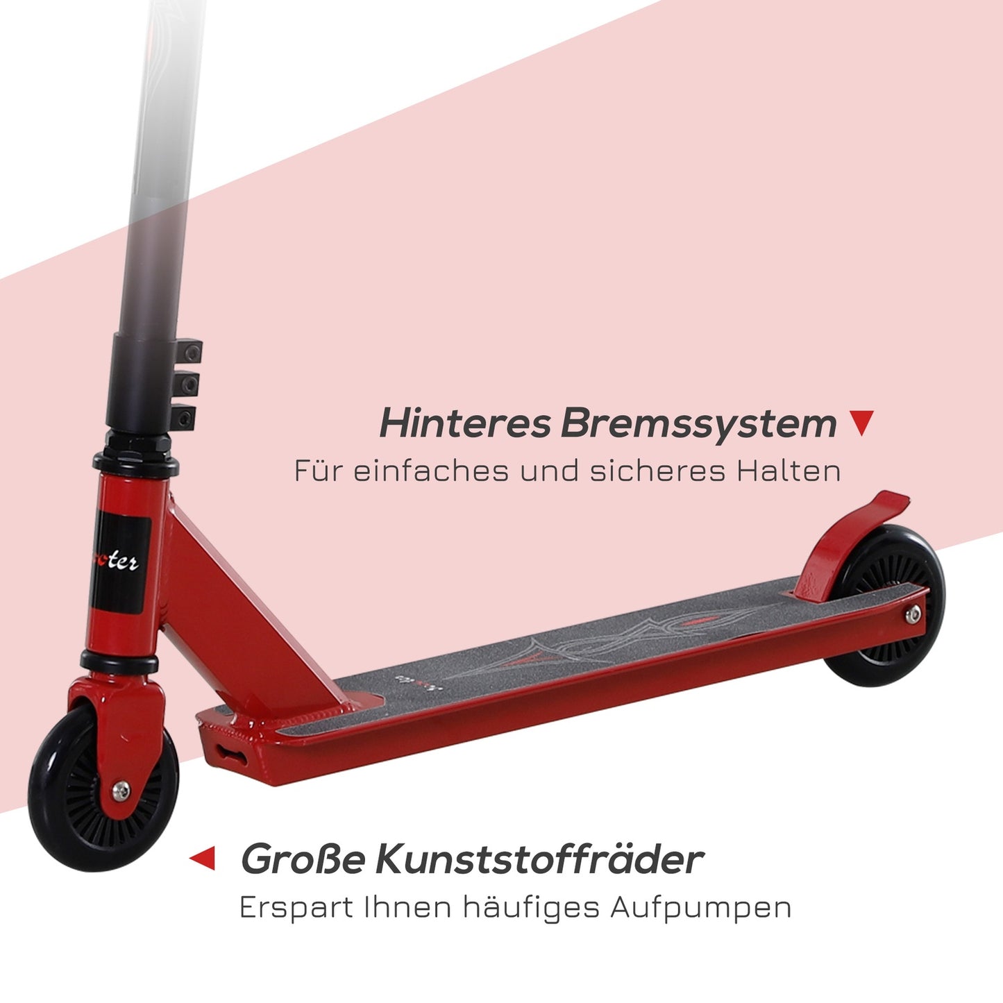 Pro Freestyle Stunt Scooter, Aluminium, 100 mm wheels, Red
