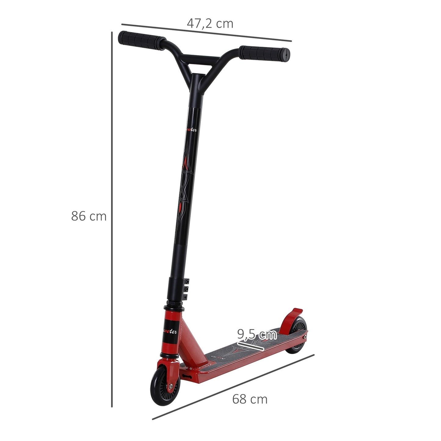 Pro Freestyle Stunt Scooter, Aluminium, 100 mm wheels, Red