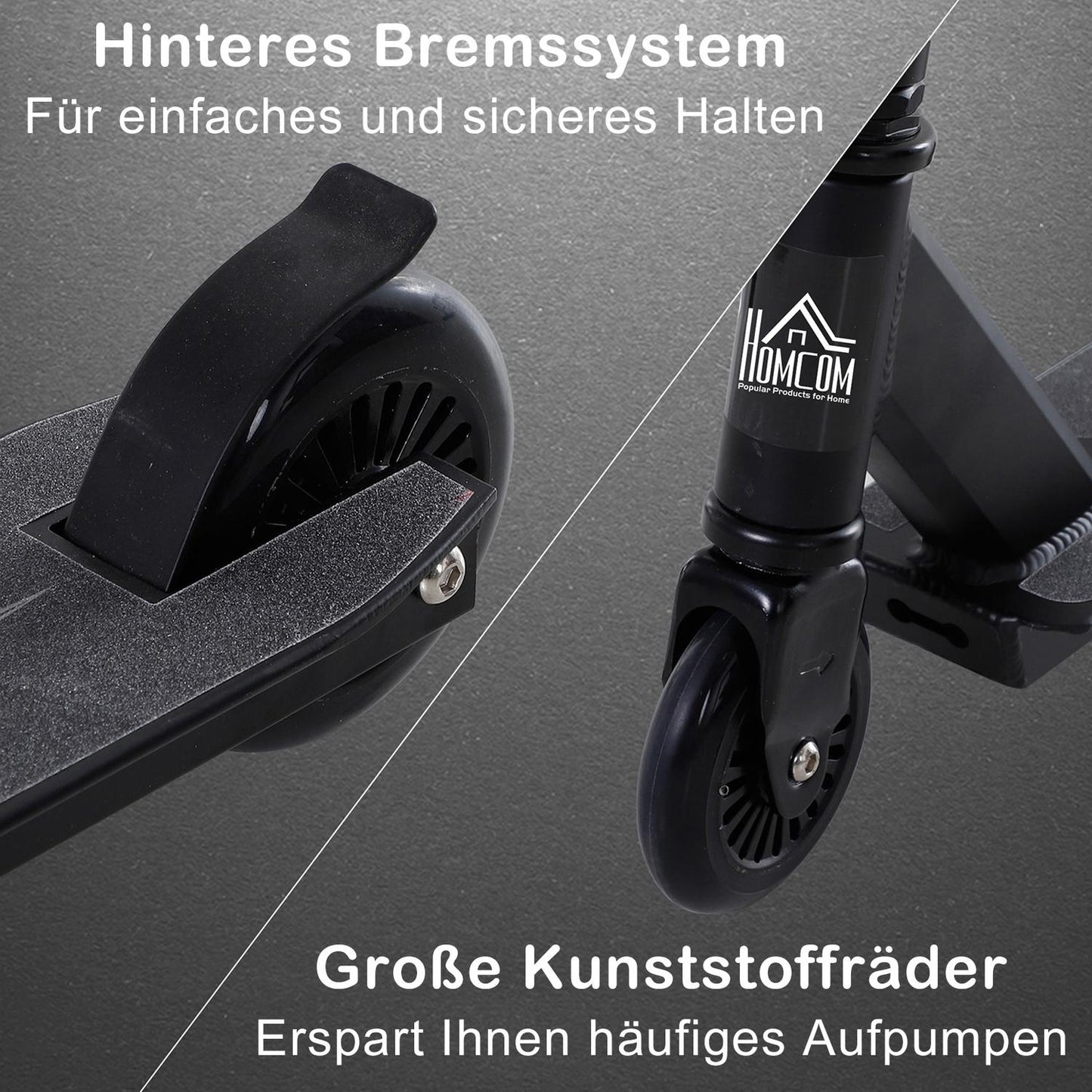 Freestyle stunt scooter with 100 mm PU wheels, black