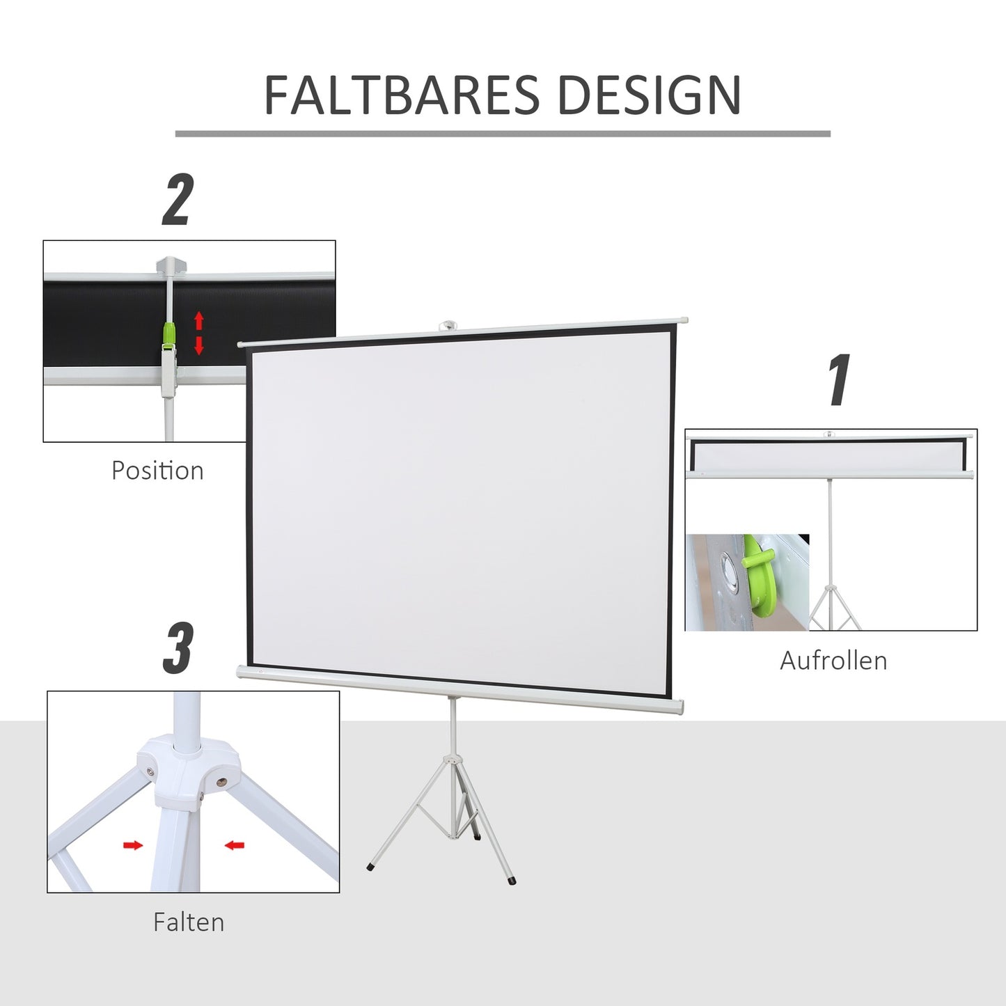 Projection Screen 4:3 Format, 100-Inch, White