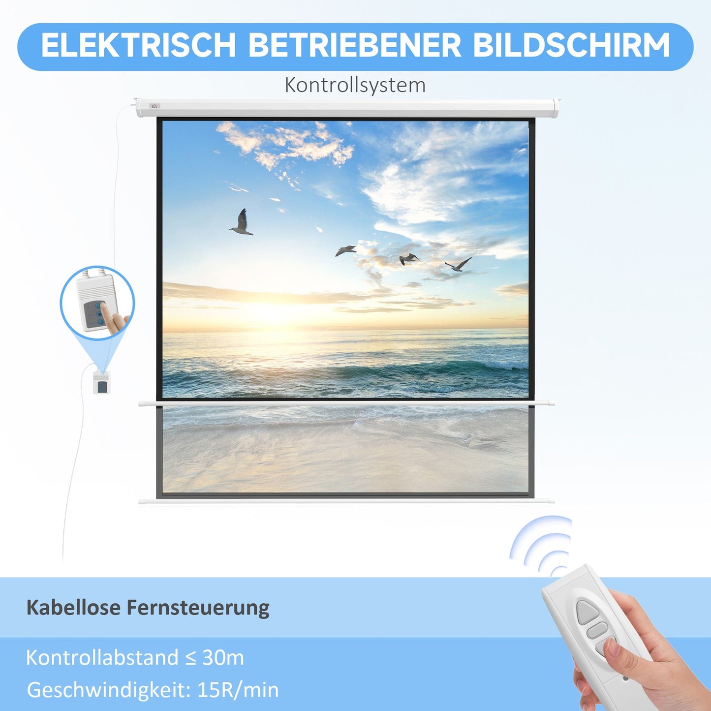 Projector Screen, 172x172 cm, Remote Control, 1:1 Format