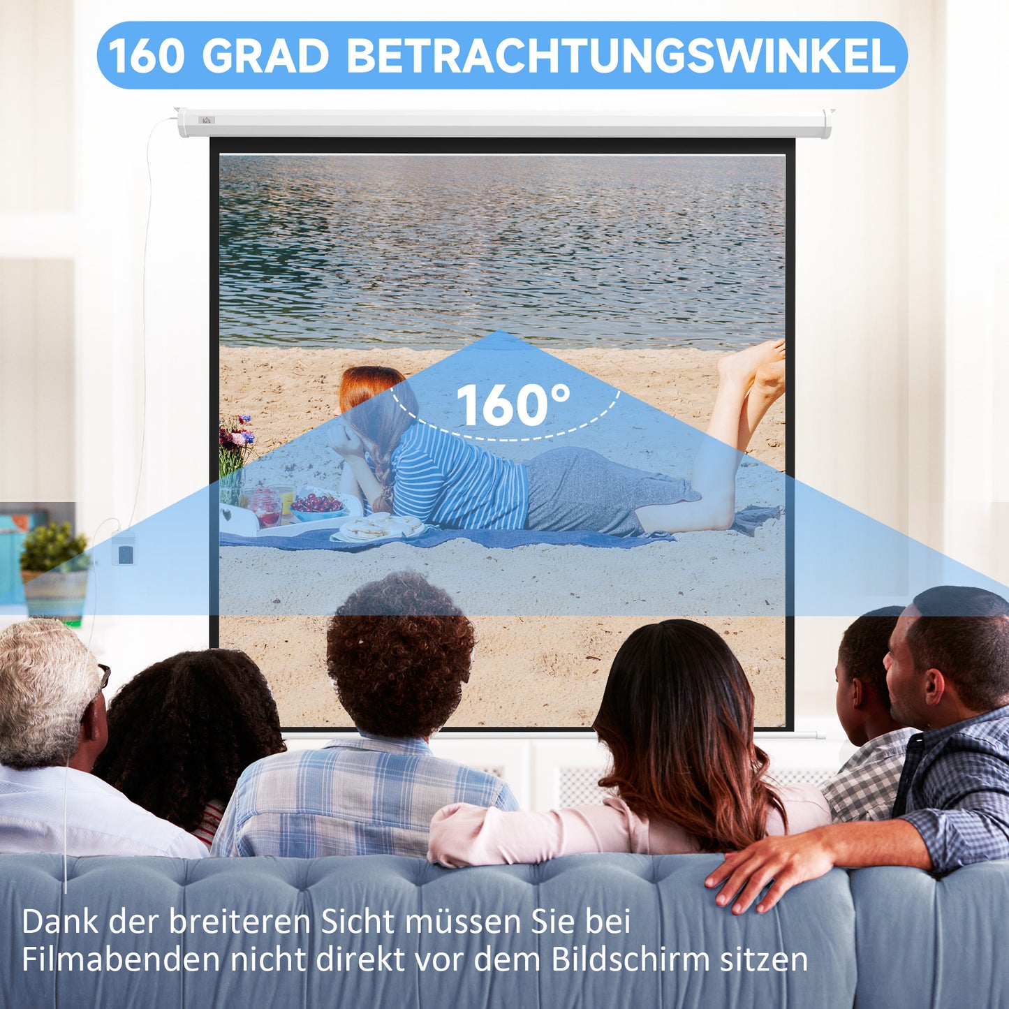 Projector Screen, 172x172 cm, Remote Control, 1:1 Format