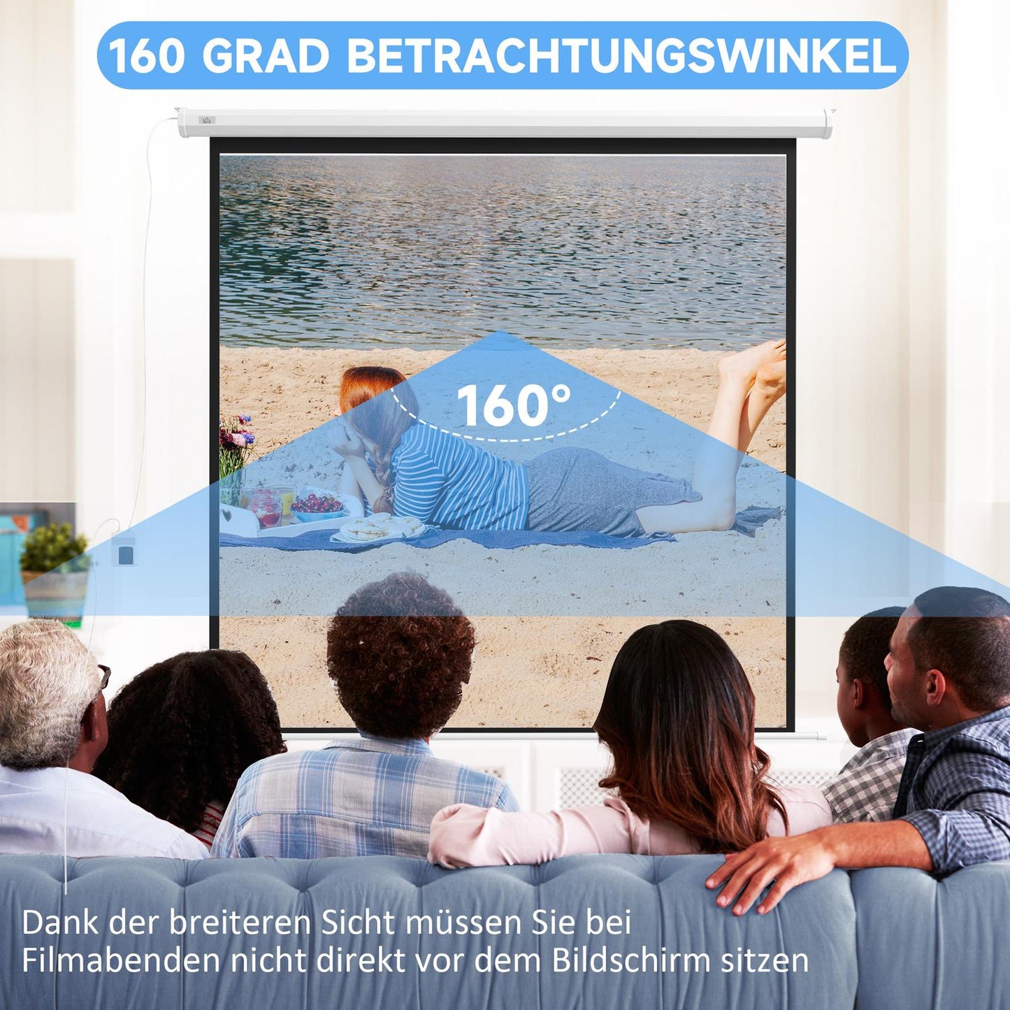 Projector Screen, 172x172 cm, Remote Control, 1:1 Format