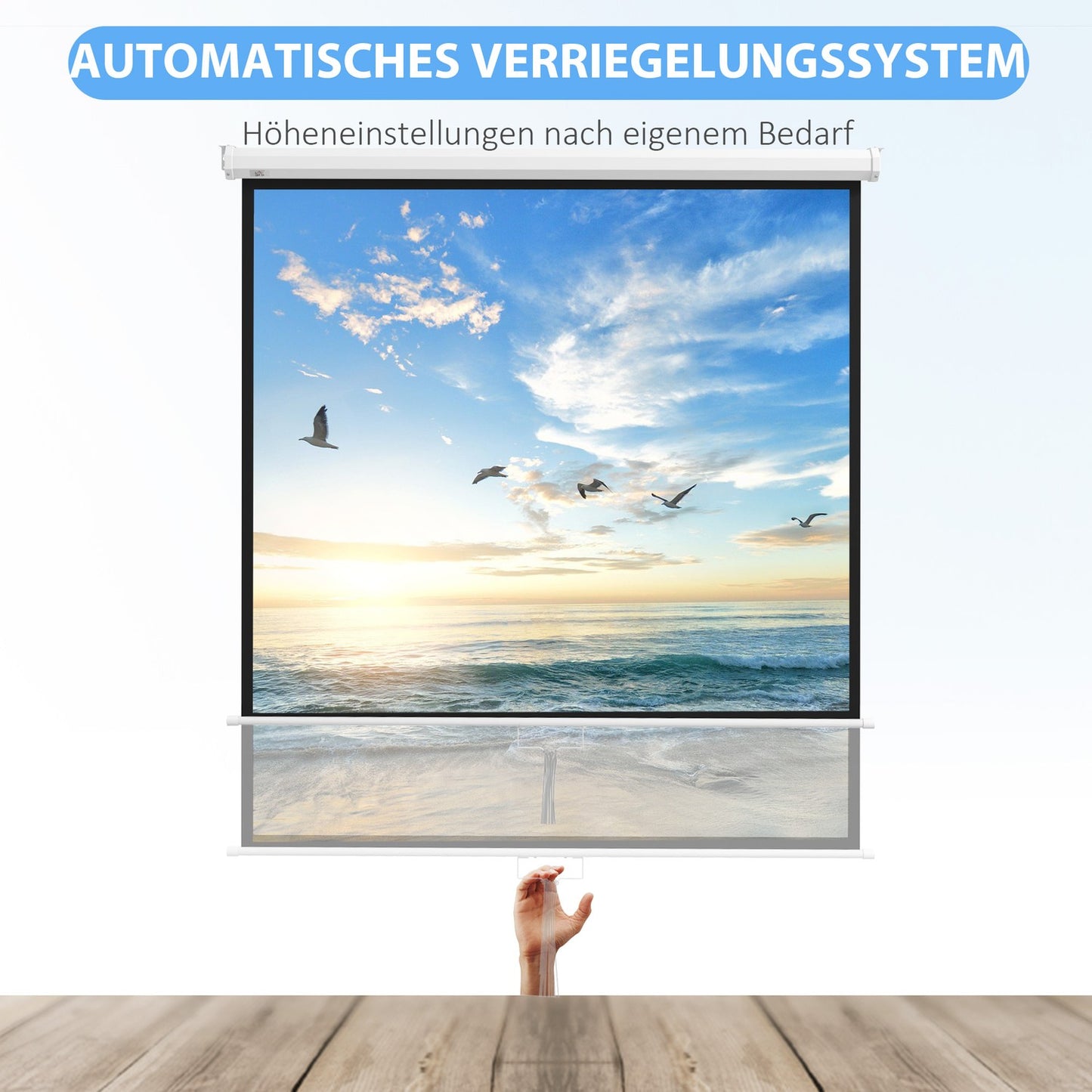 Projector Screen 99"" 1:1 Ratio, 4K HD, 160° Viewing Angle
