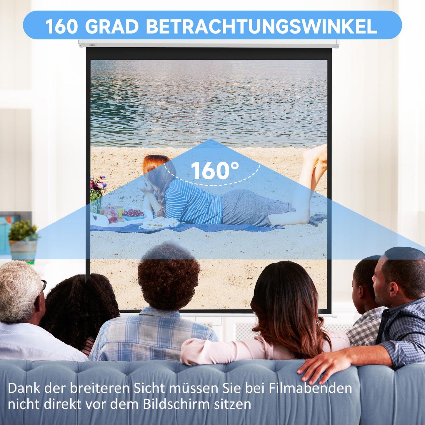 Projector Screen 99"" 1:1 Ratio, 4K HD, 160° Viewing Angle