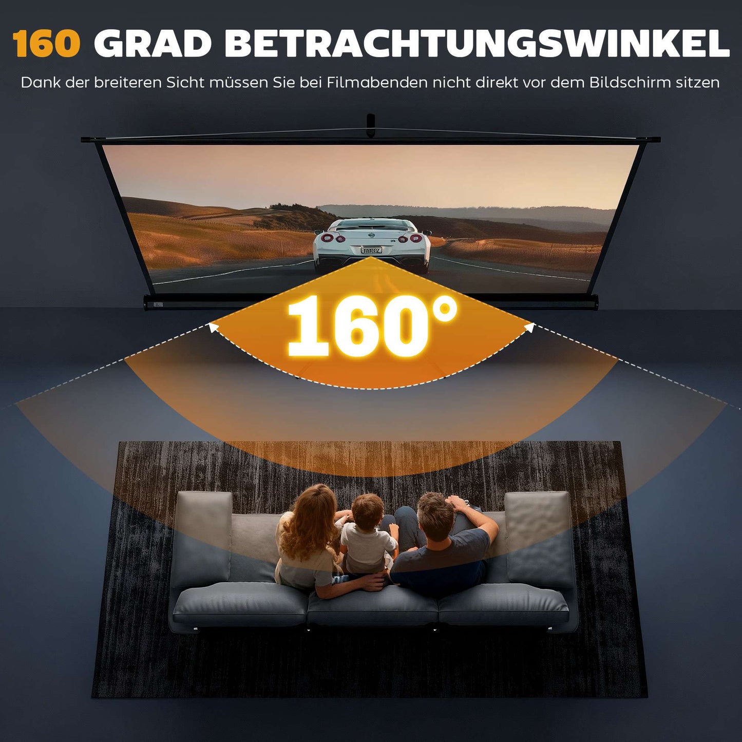 Projector Screen with Stand, 100 Inch, 16:9 HD 4K