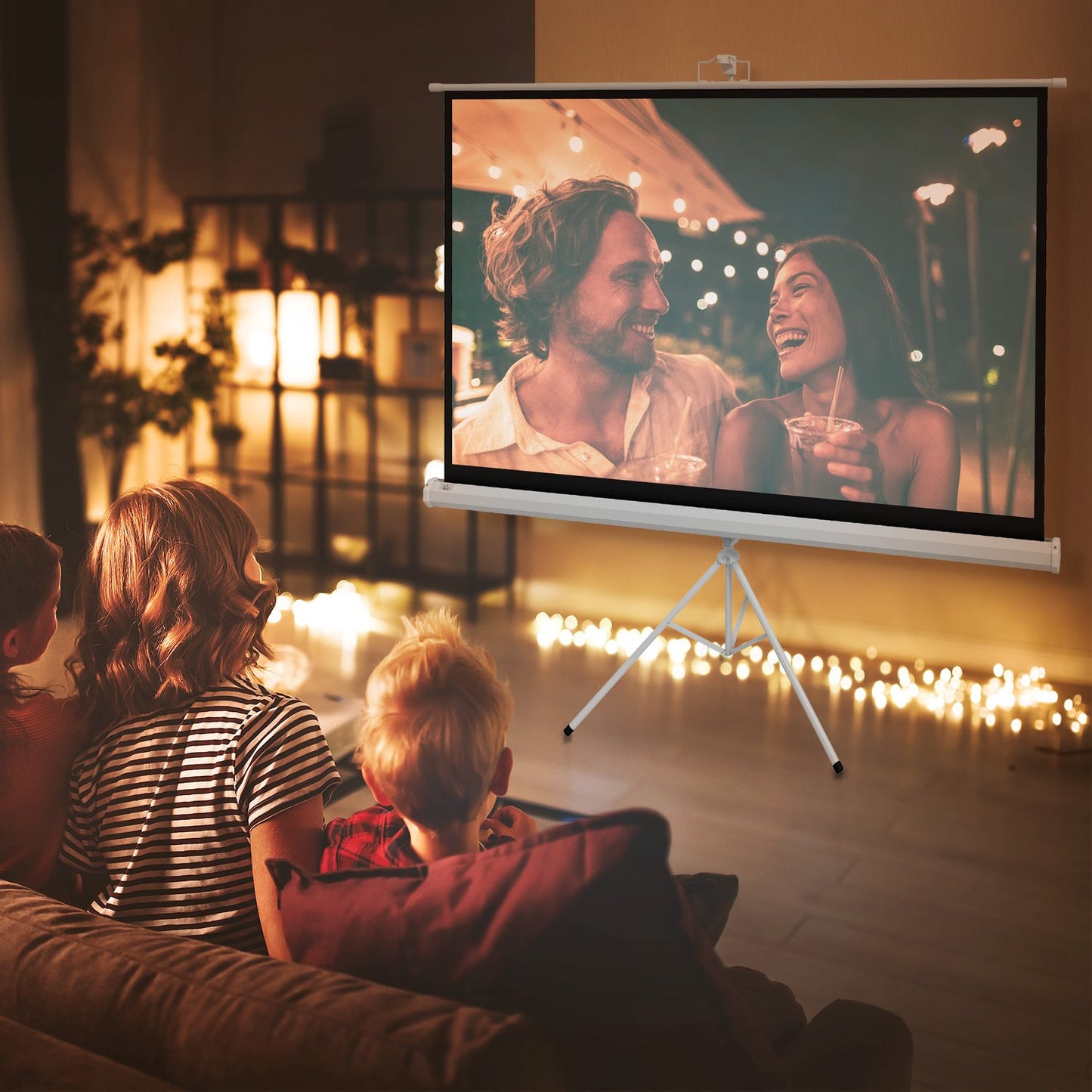 Projector Screen with Stand, 186x105 cm, 16:9 HD 4K