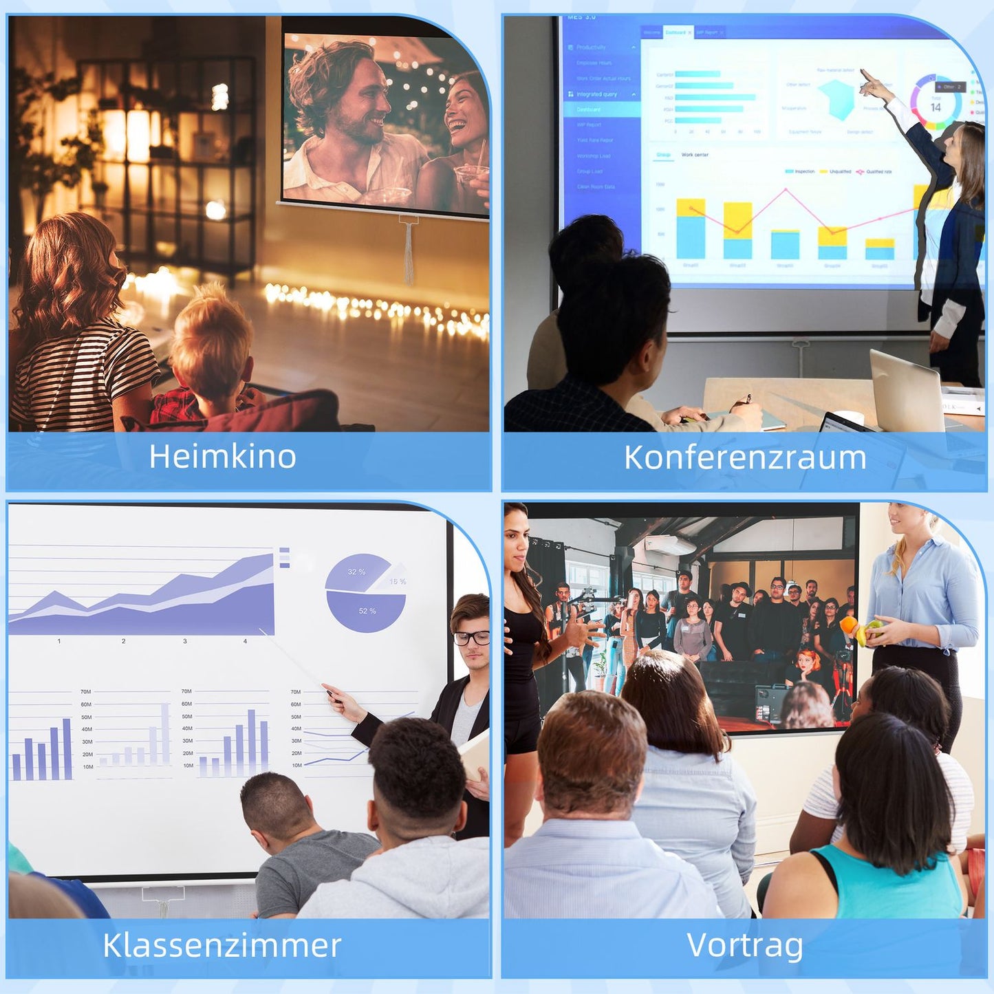 Manual projection screen, 172 x 96 cm, 4K/HD Ready