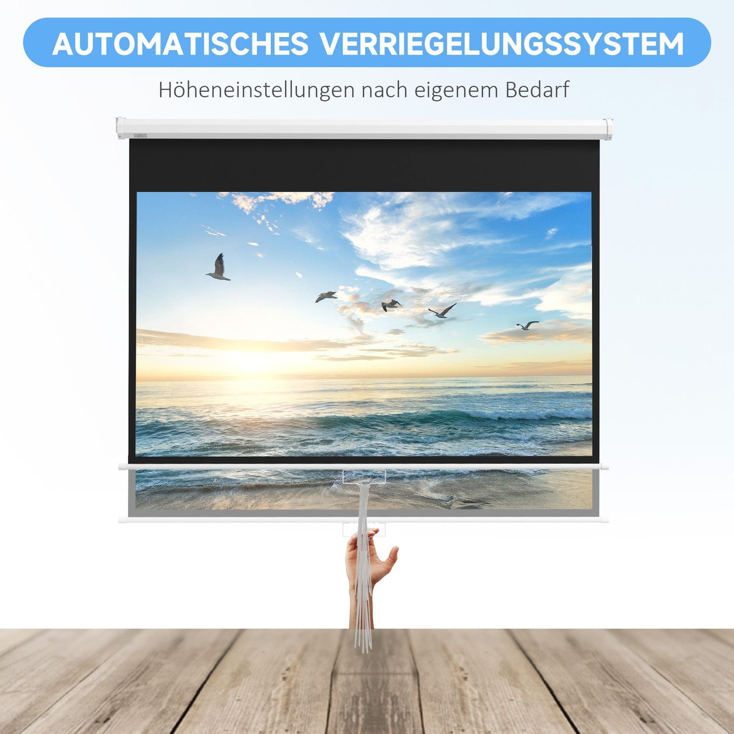 Manual projection screen, 172 x 96 cm, 4K/HD Ready