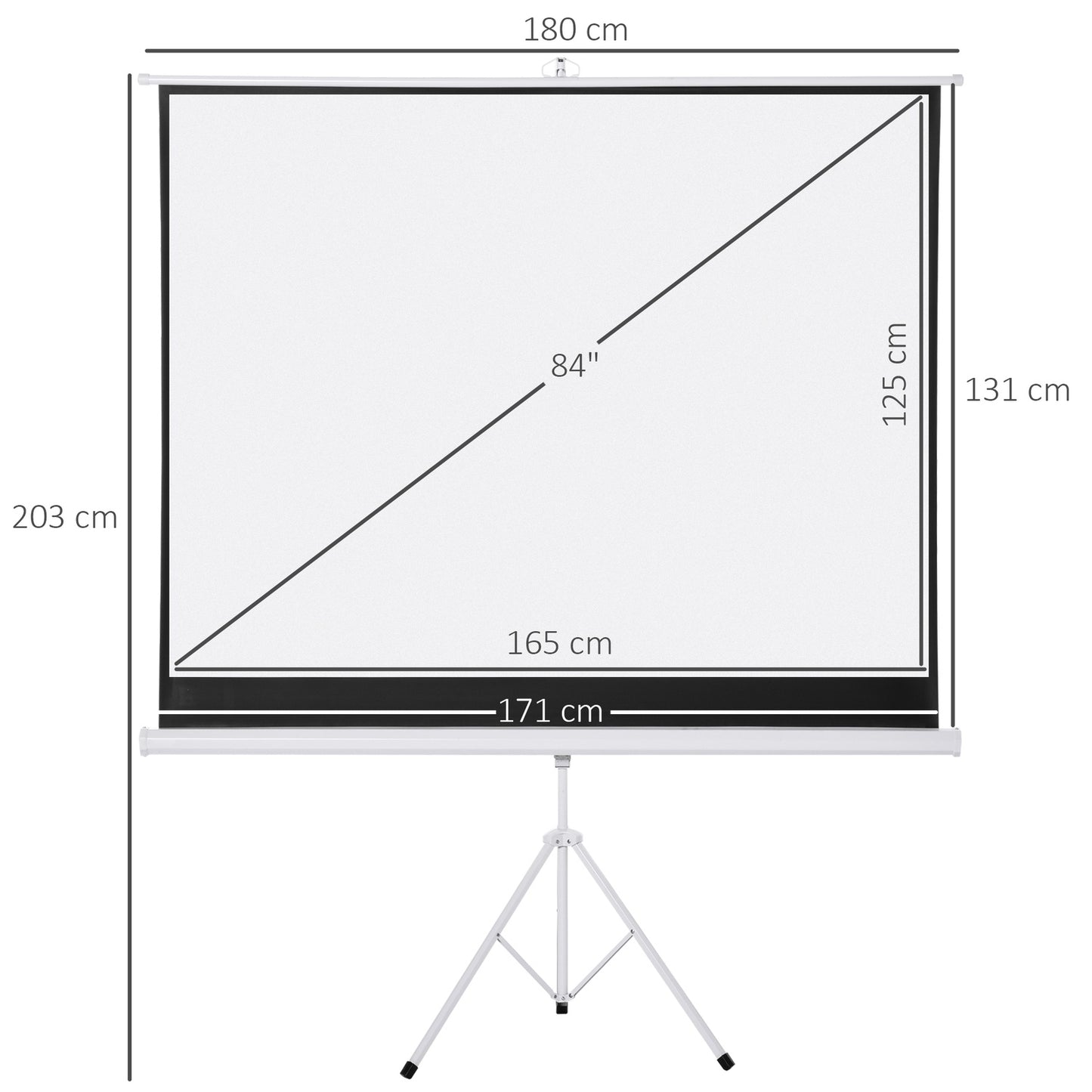 84"" stand projector screen, 4:3 adjustable for home and office