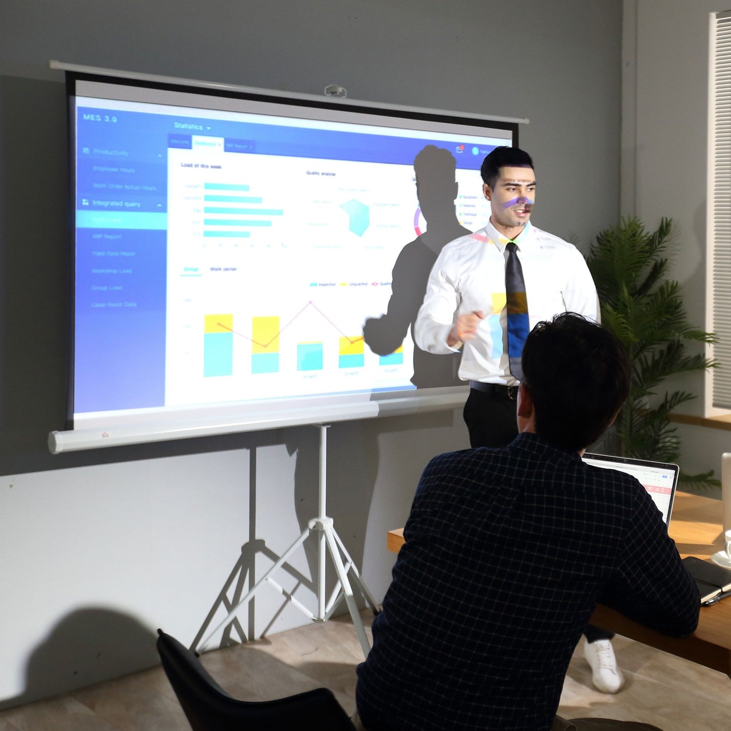 84"" stand projector screen, 4:3 adjustable for home and office