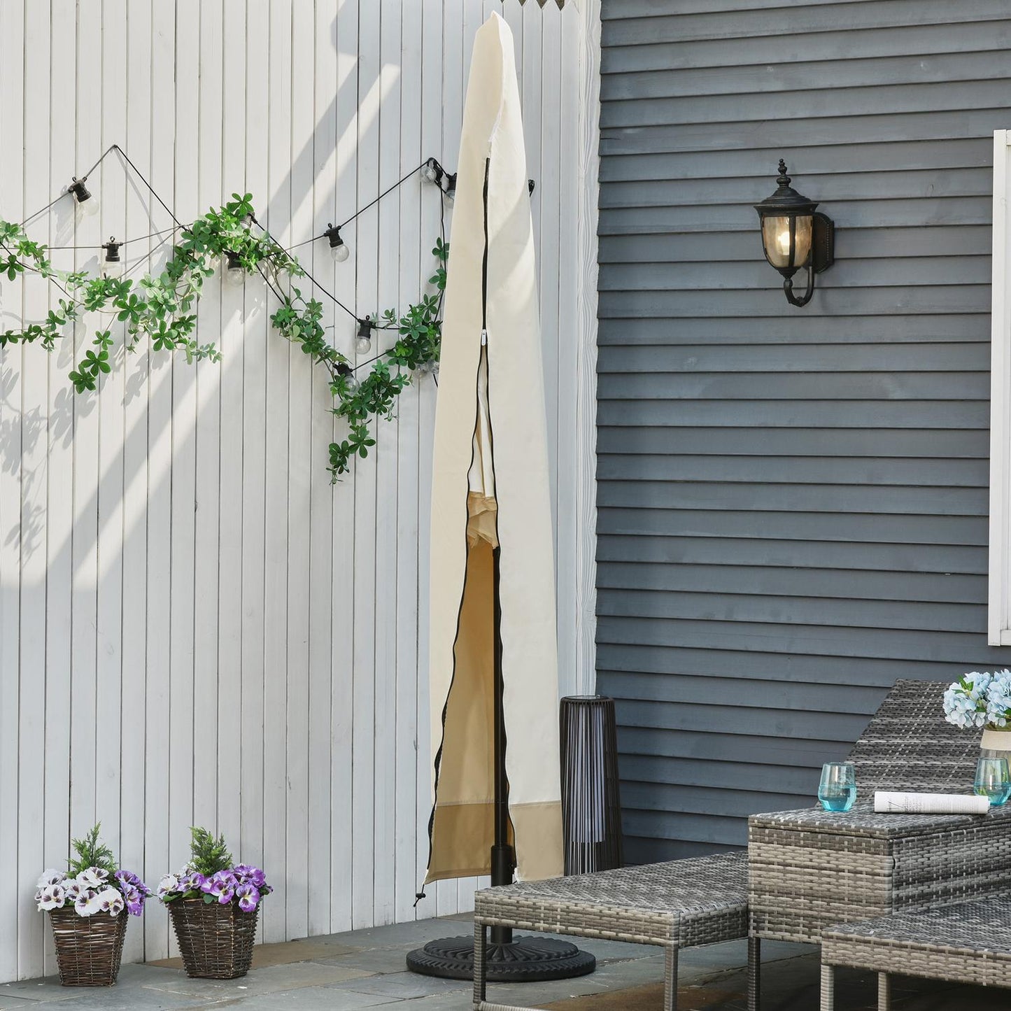 Cantilever umbrella cover, Oxford with zipper, Beige 56x220cm