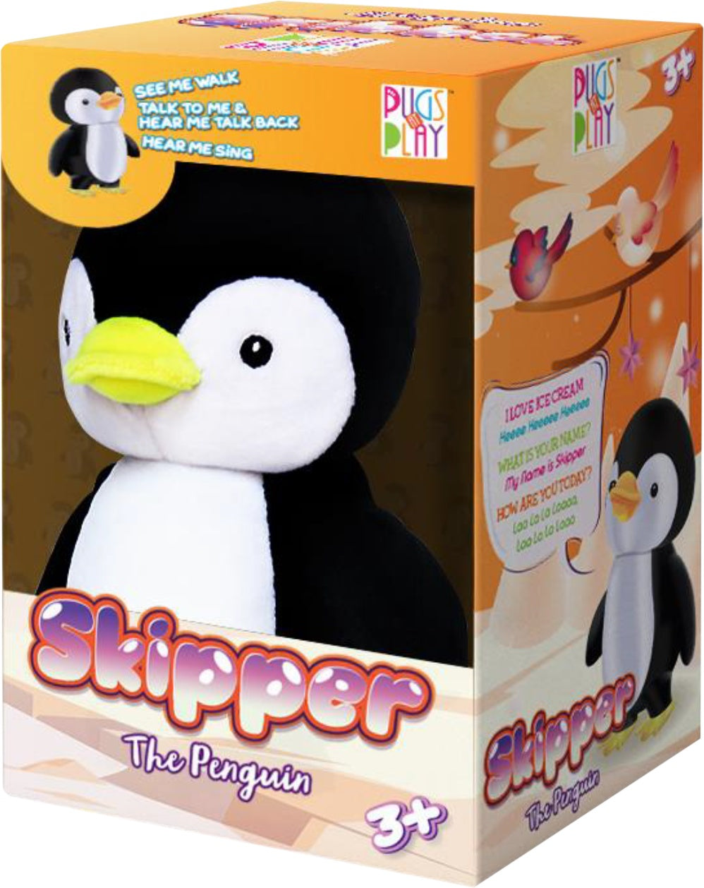 Pugs At Play Walking And Talking Penguin Skipper, 23Cm