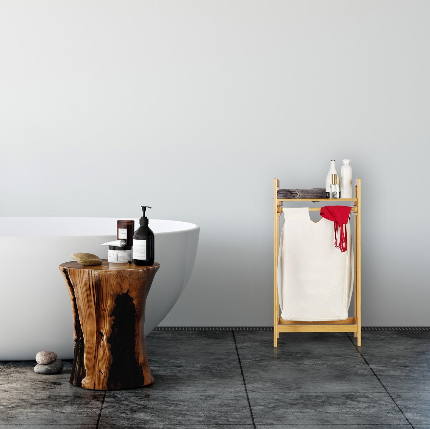 Pull-Out Bamboo Laundry Basket