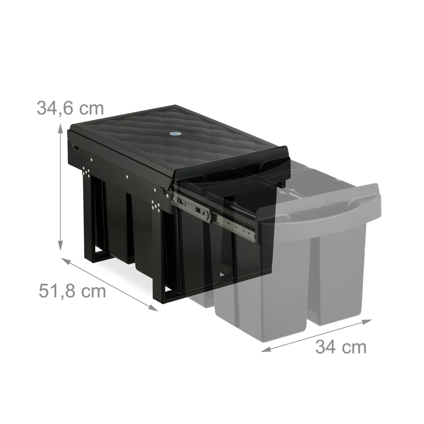 Pull-Out Kitchen Waste Bin, Black, Space-Saving Design