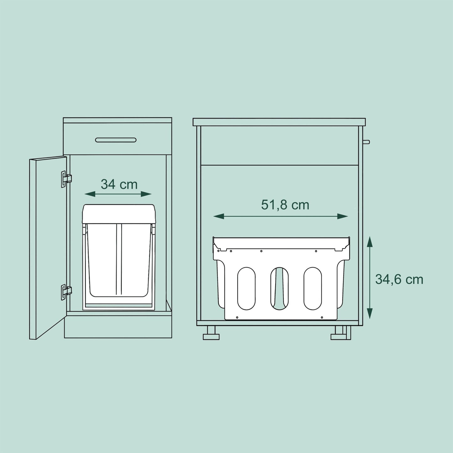Pull-Out Kitchen Waste Bin with Odor-Blocking Lid