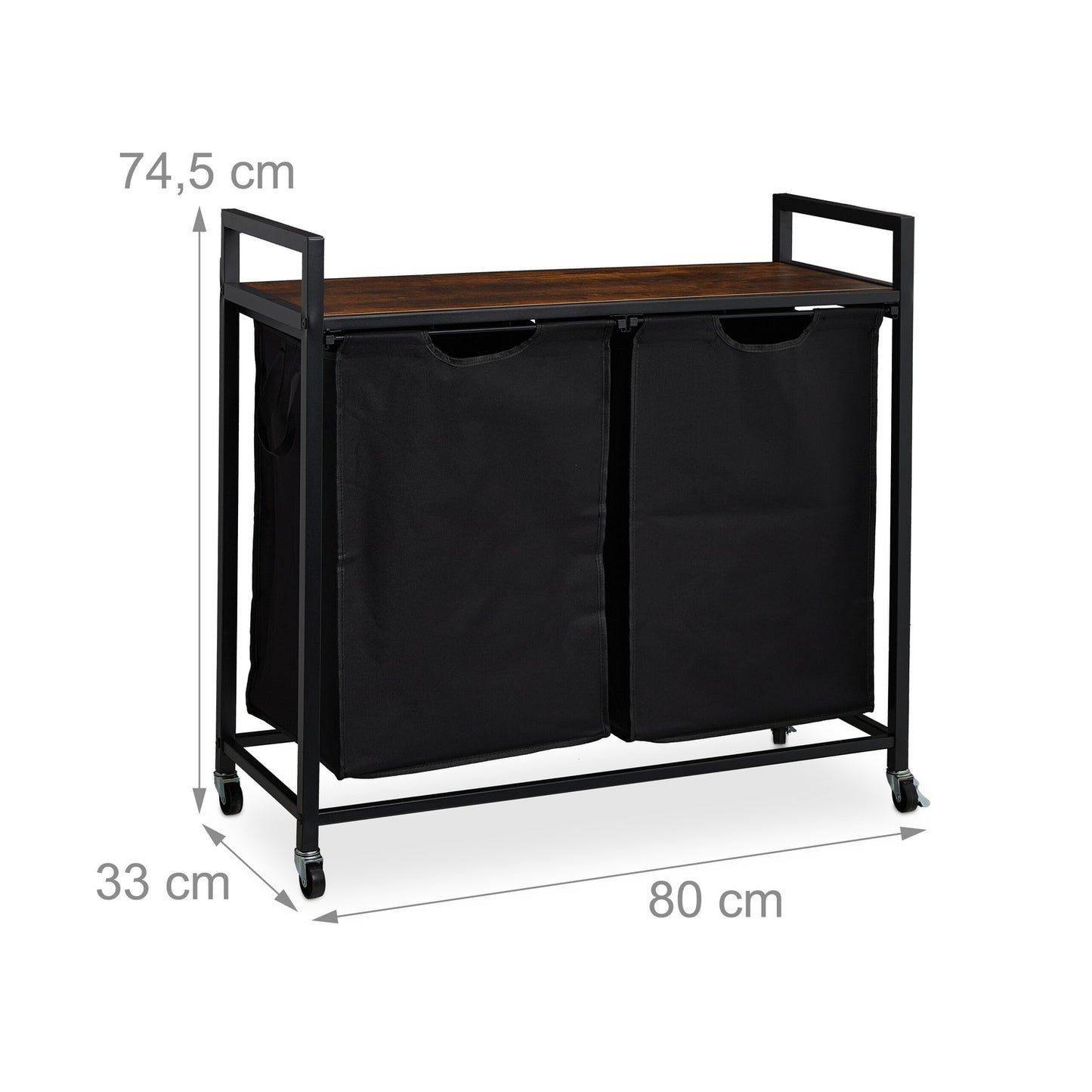 Pull-Out Laundry Basket Rack with Shelf and Wheels