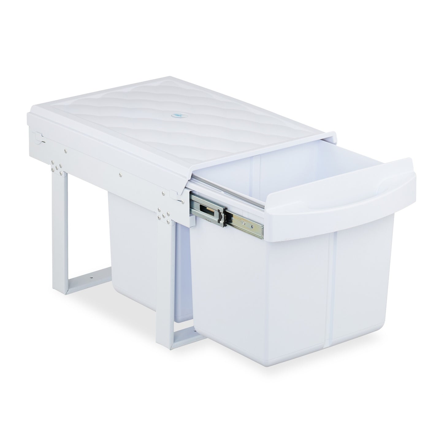 Pull-Out Waste Bin with Lid – White, Space-Saving Design