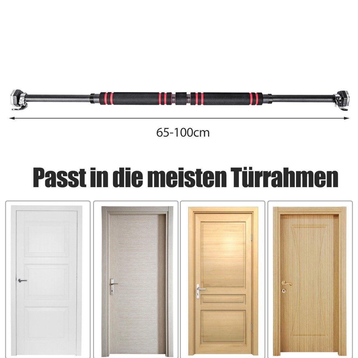 Pull-Up Bar for Doorway, Non-Slip Foam Grips, 65-100 cm