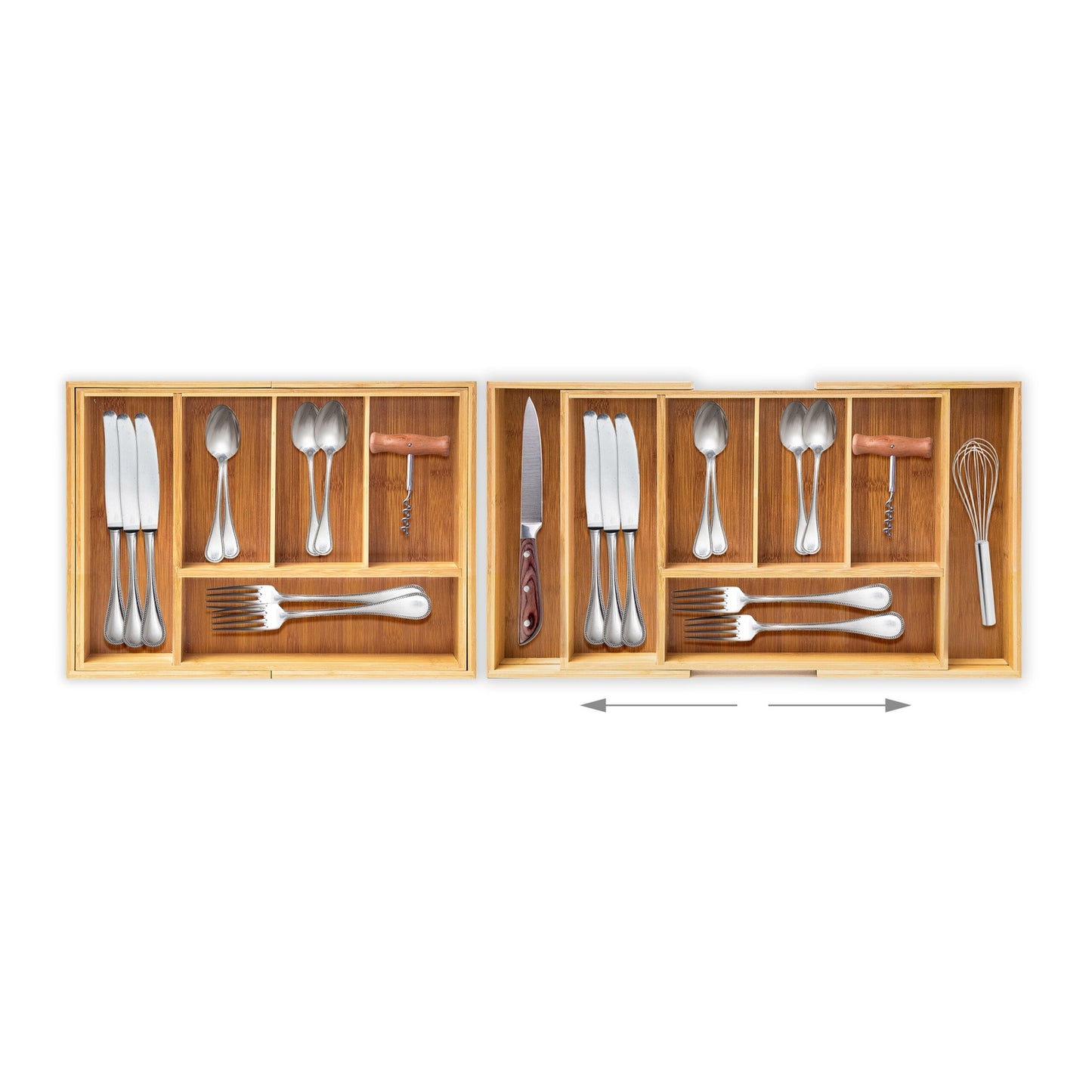 Pull-out cutlery box in bamboo size XL