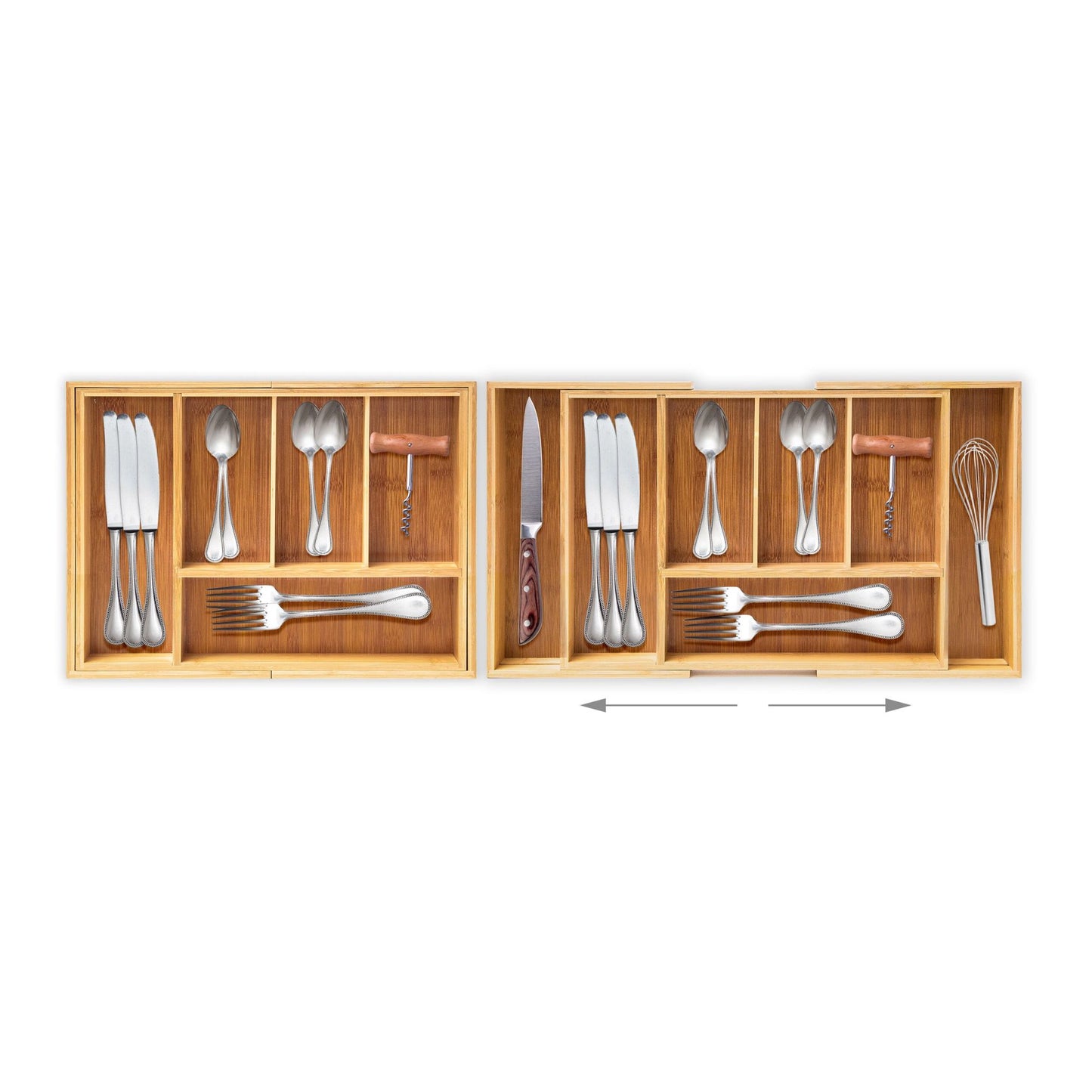 Pull-out cutlery box in bamboo size XL