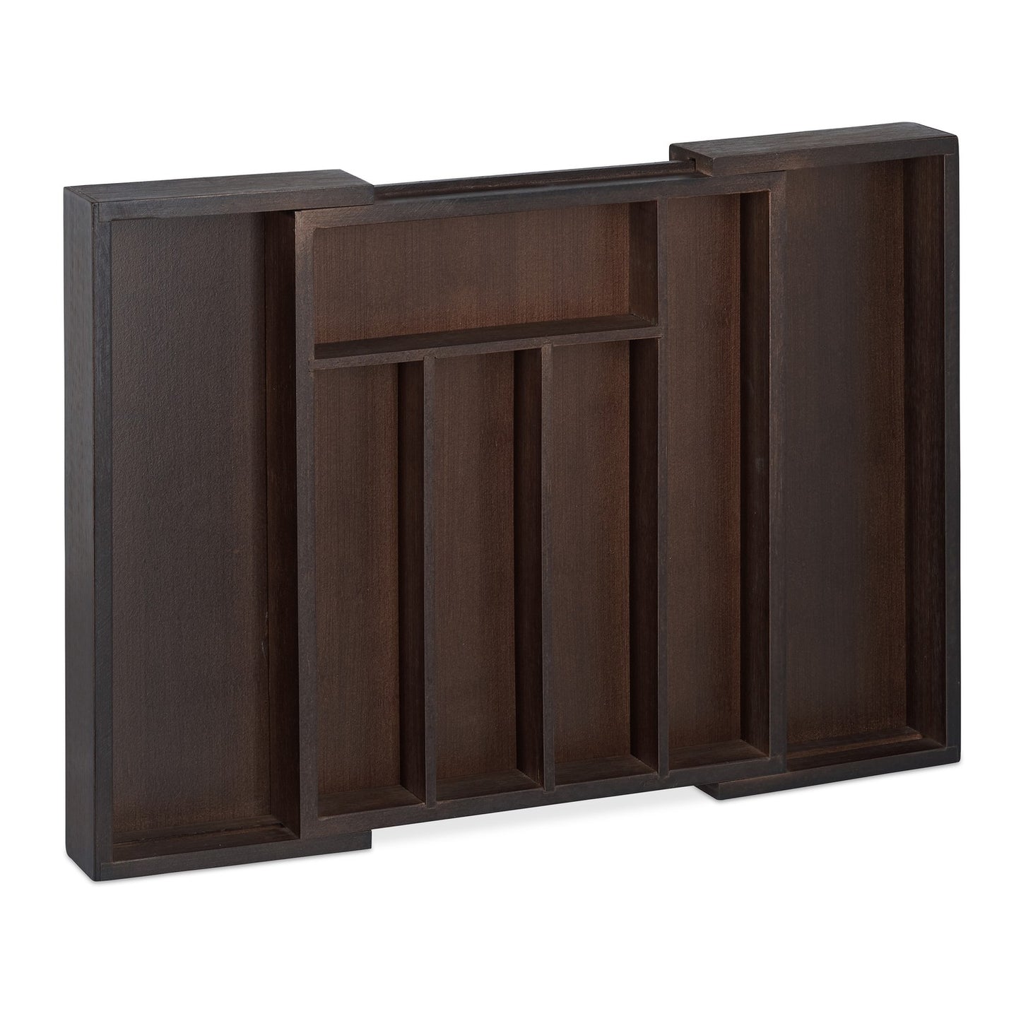 Pull-out cutlery box in dark brown bamboo