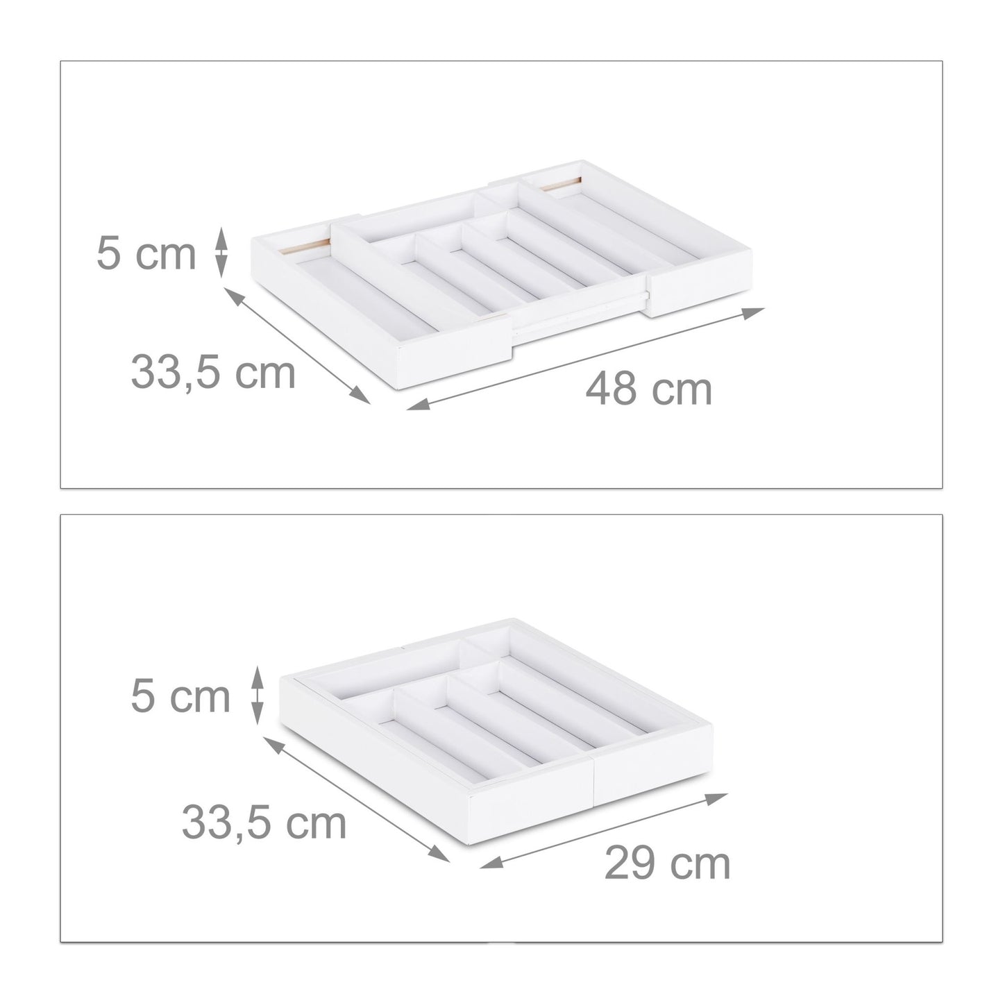 Pull-out cutlery box in white bamboo