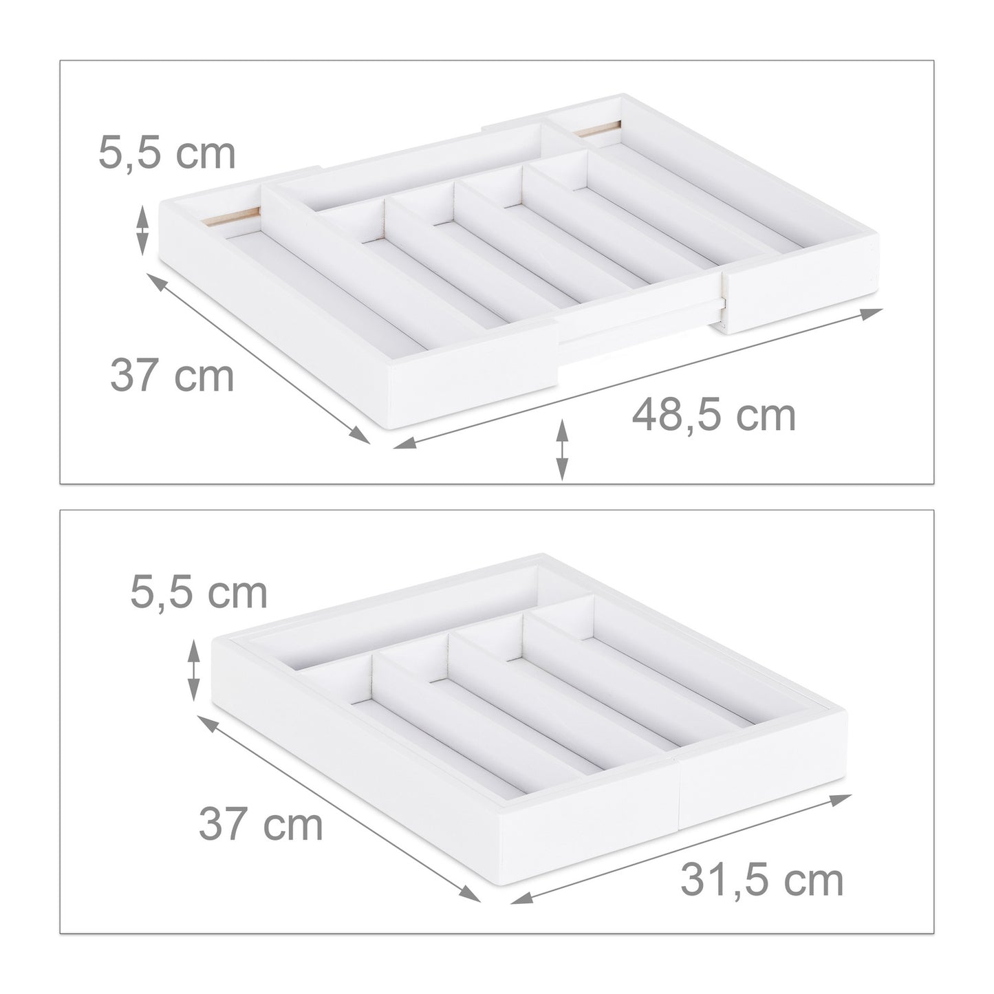Pull-out cutlery box in white bamboo