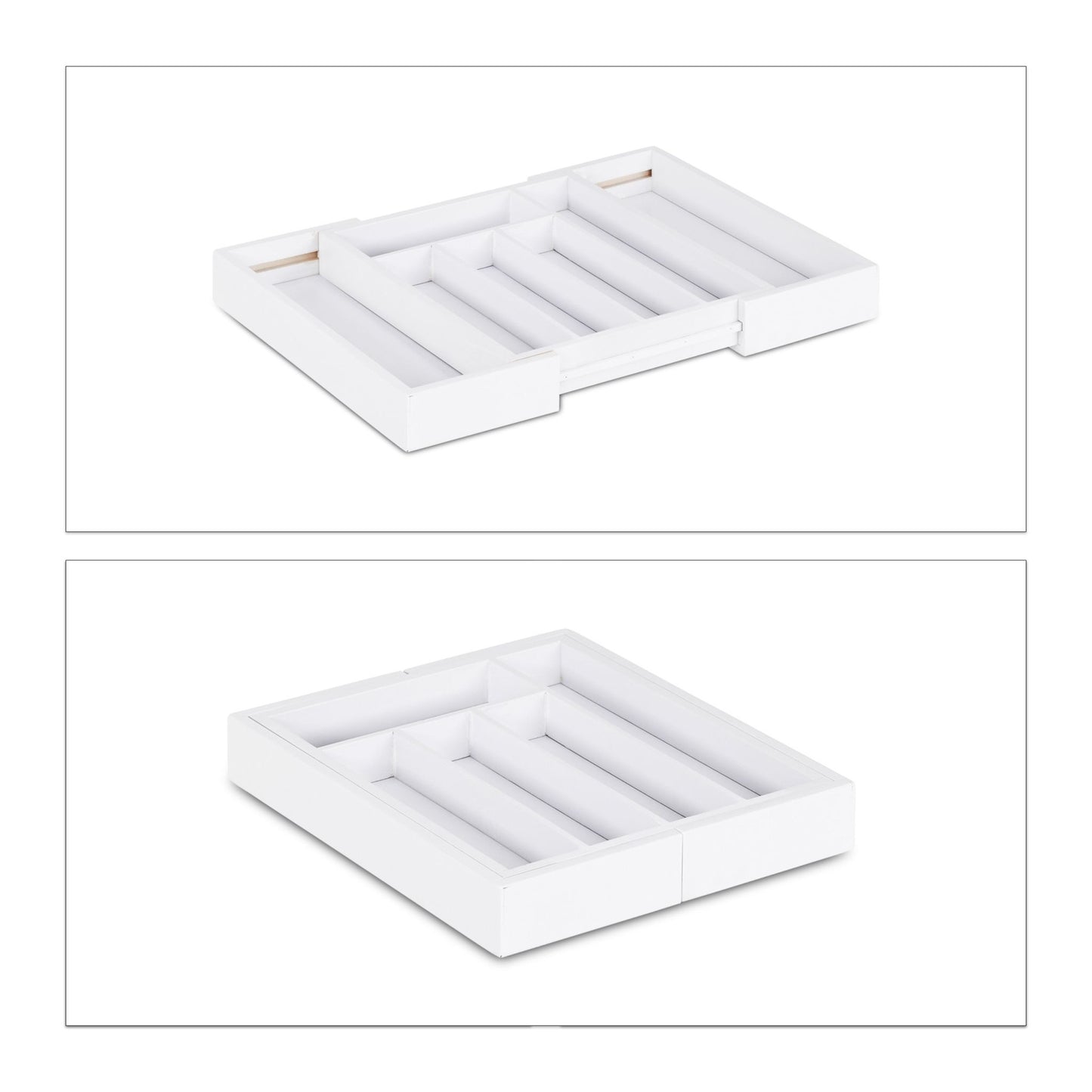 Pull-out cutlery box in white bamboo