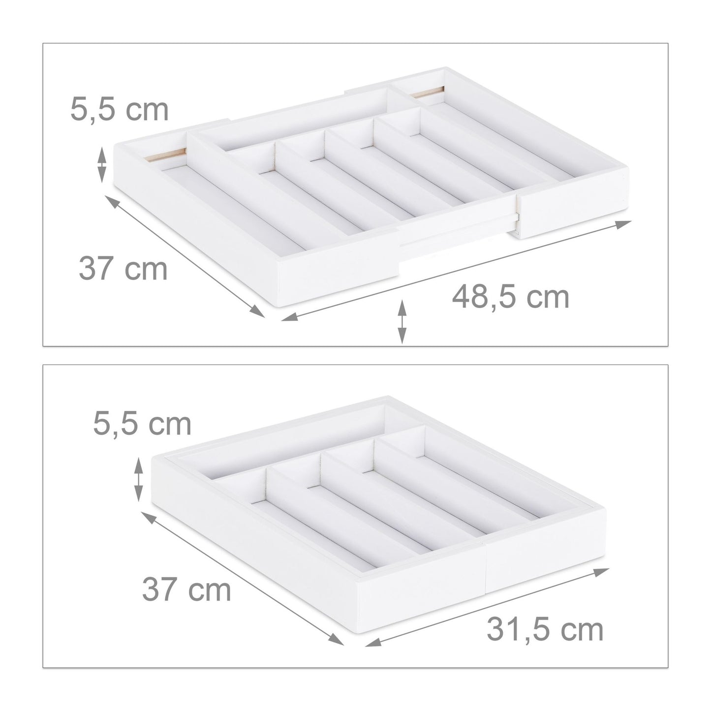 Pull-out cutlery box in white bamboo
