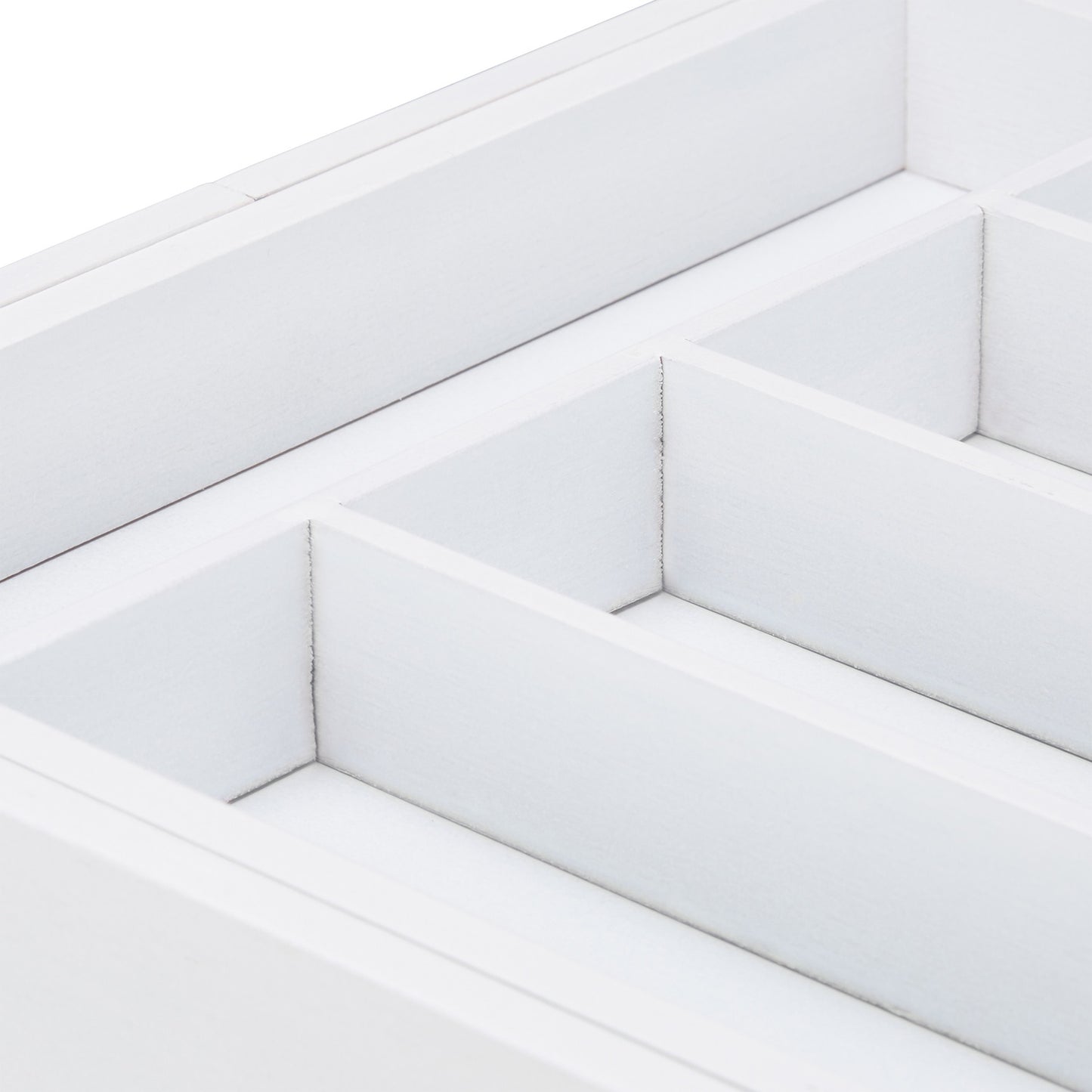 Pull-out cutlery box in white bamboo