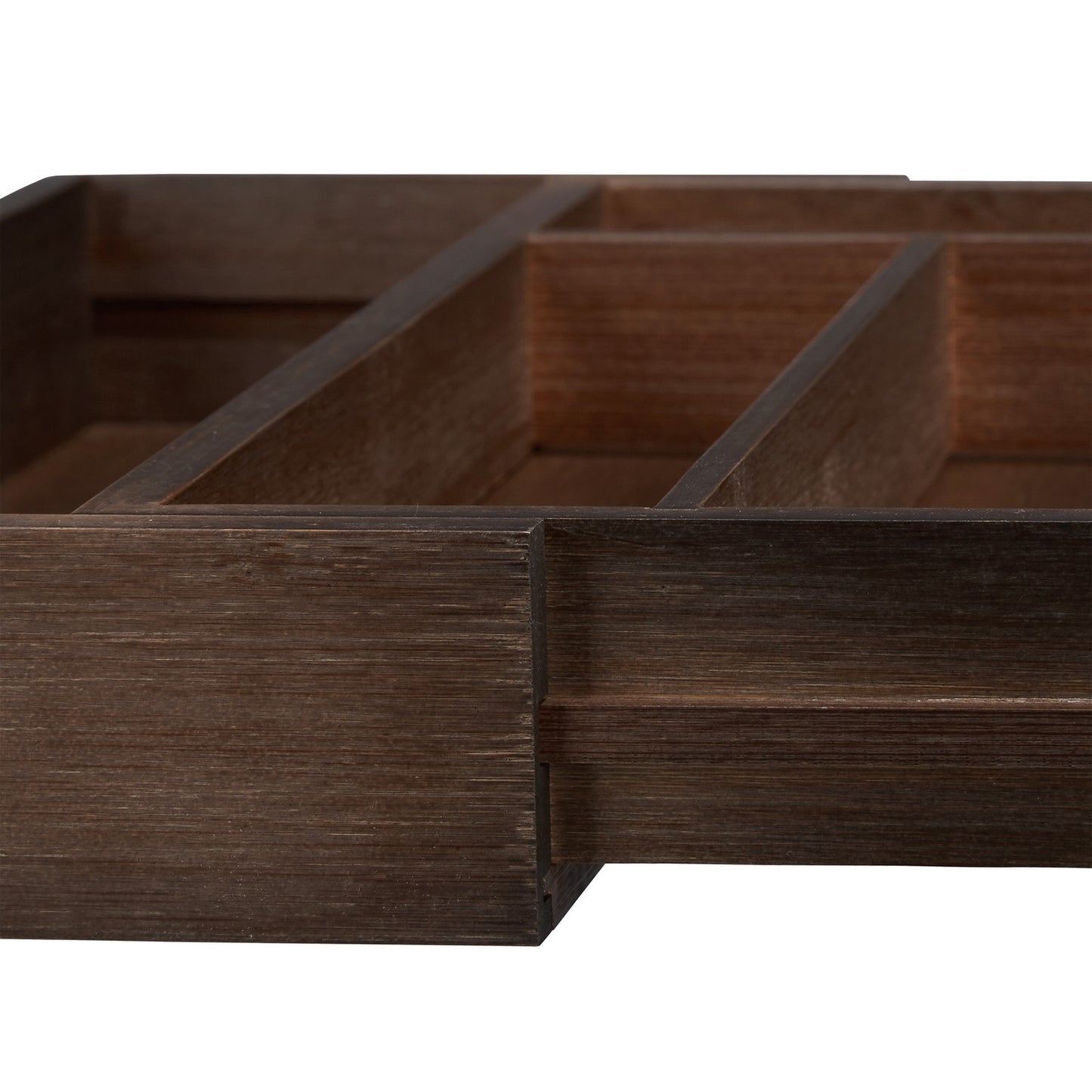 Pull-out cutlery drawer in dark brown bamboo