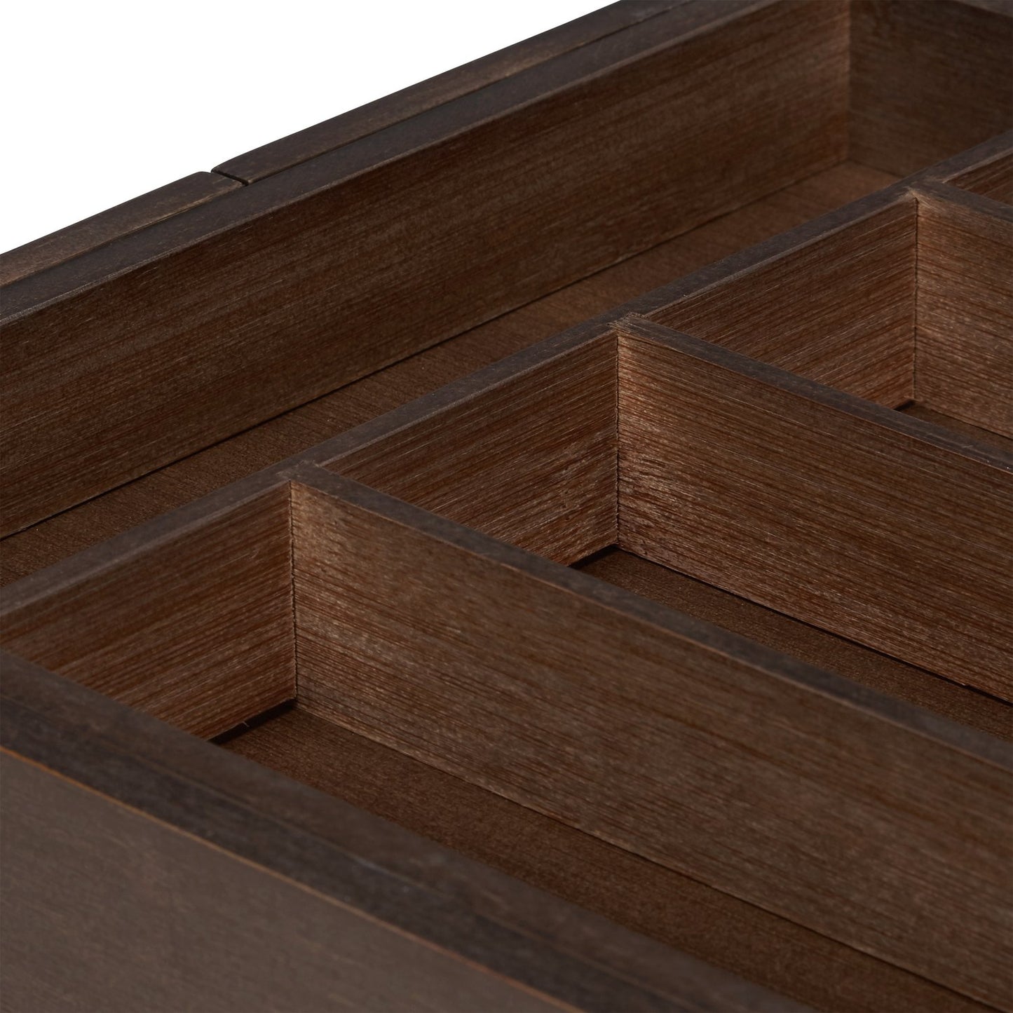 Pull-out cutlery drawer in dark brown bamboo
