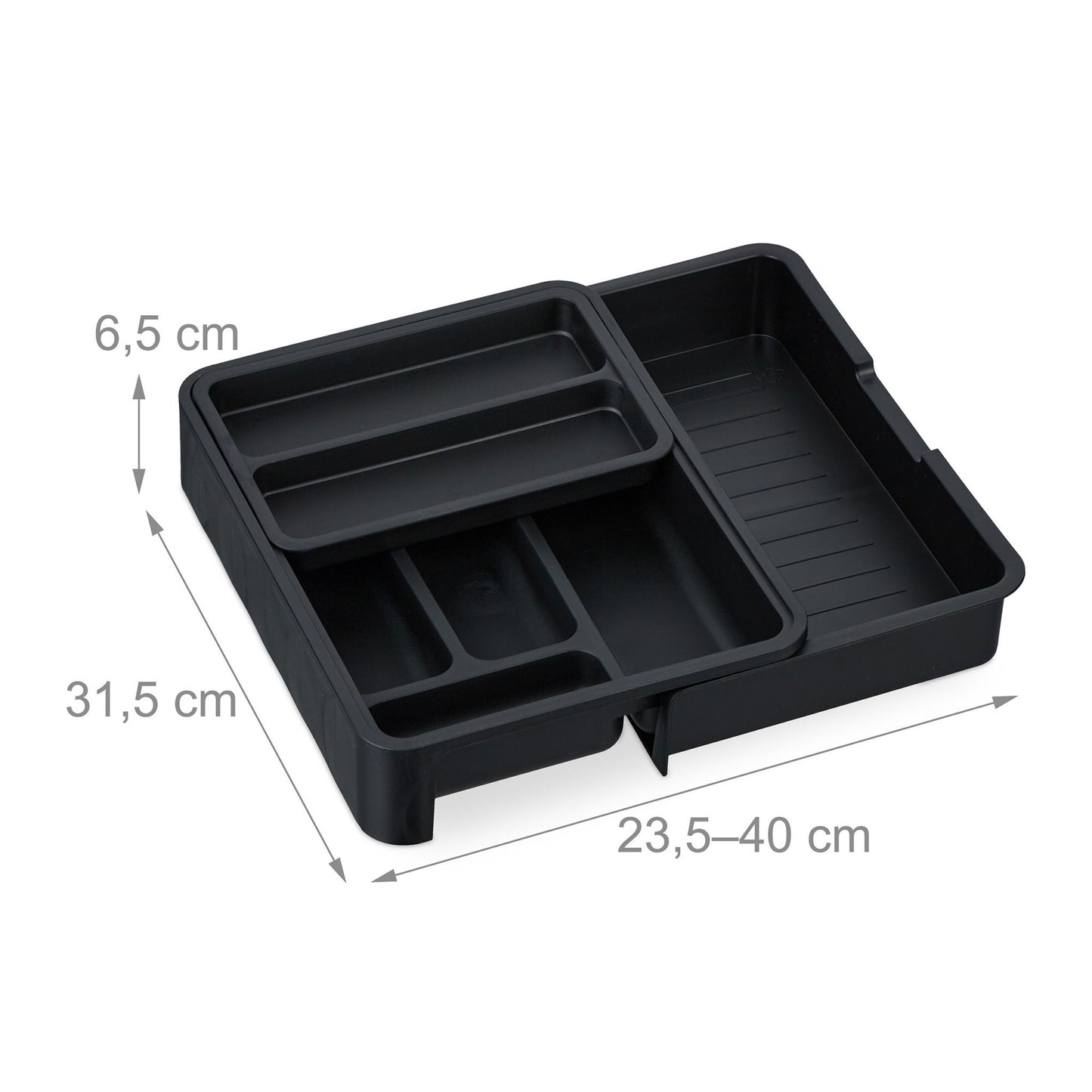 Pull-out cutlery tray in black