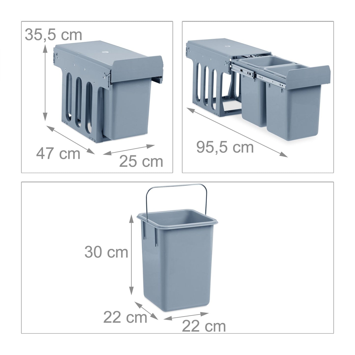 Pull-out source sorting 2 waste bins