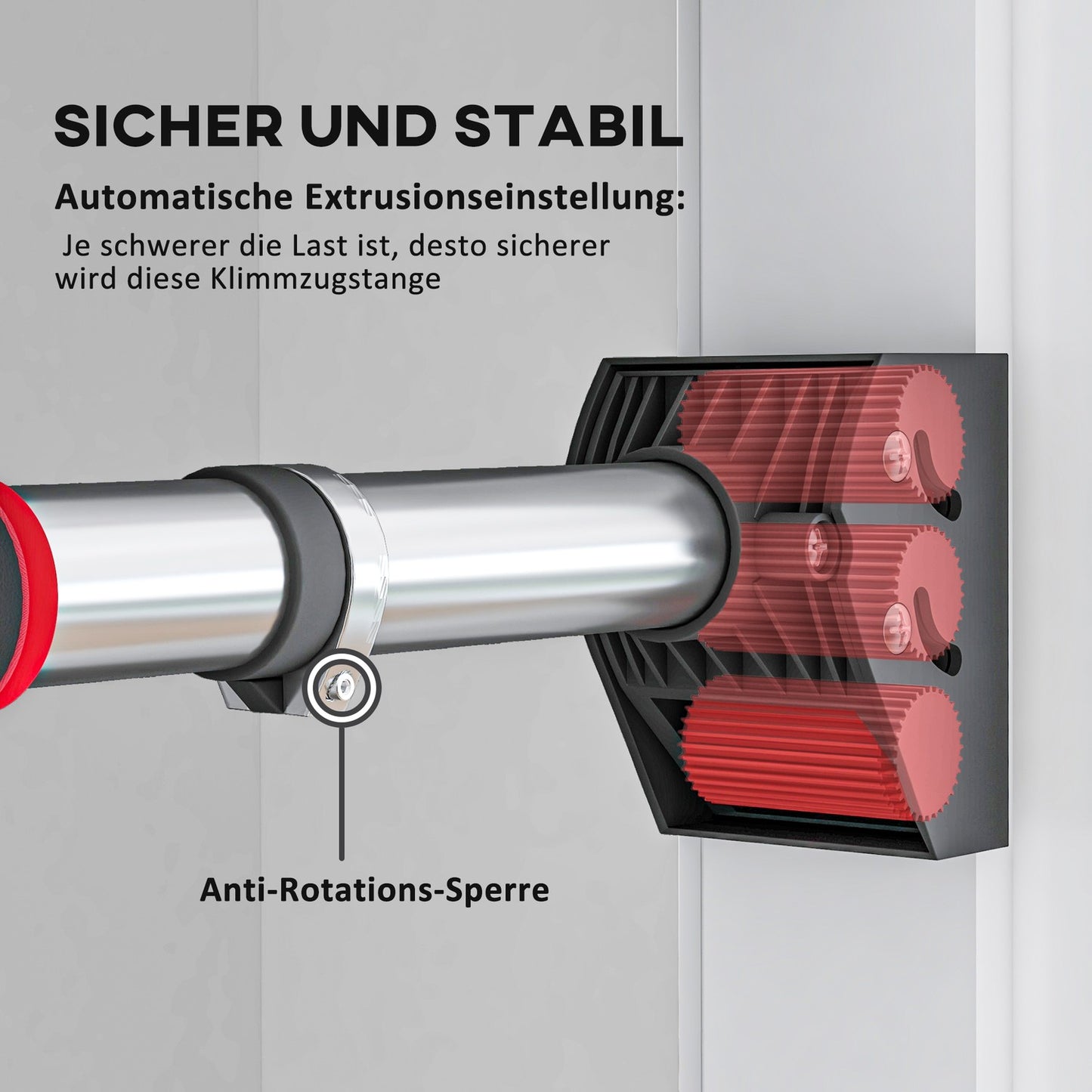 Adjustable steel pull-up bar, non-slip, door or wall mount