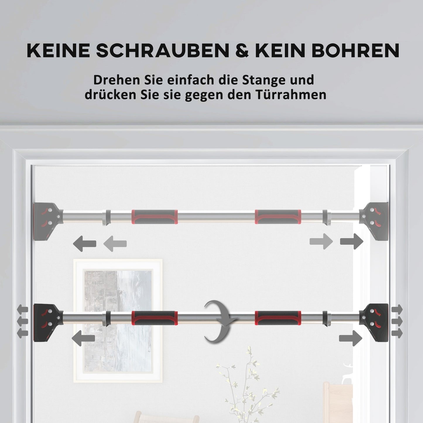 Adjustable steel pull-up bar, non-slip, door or wall mount