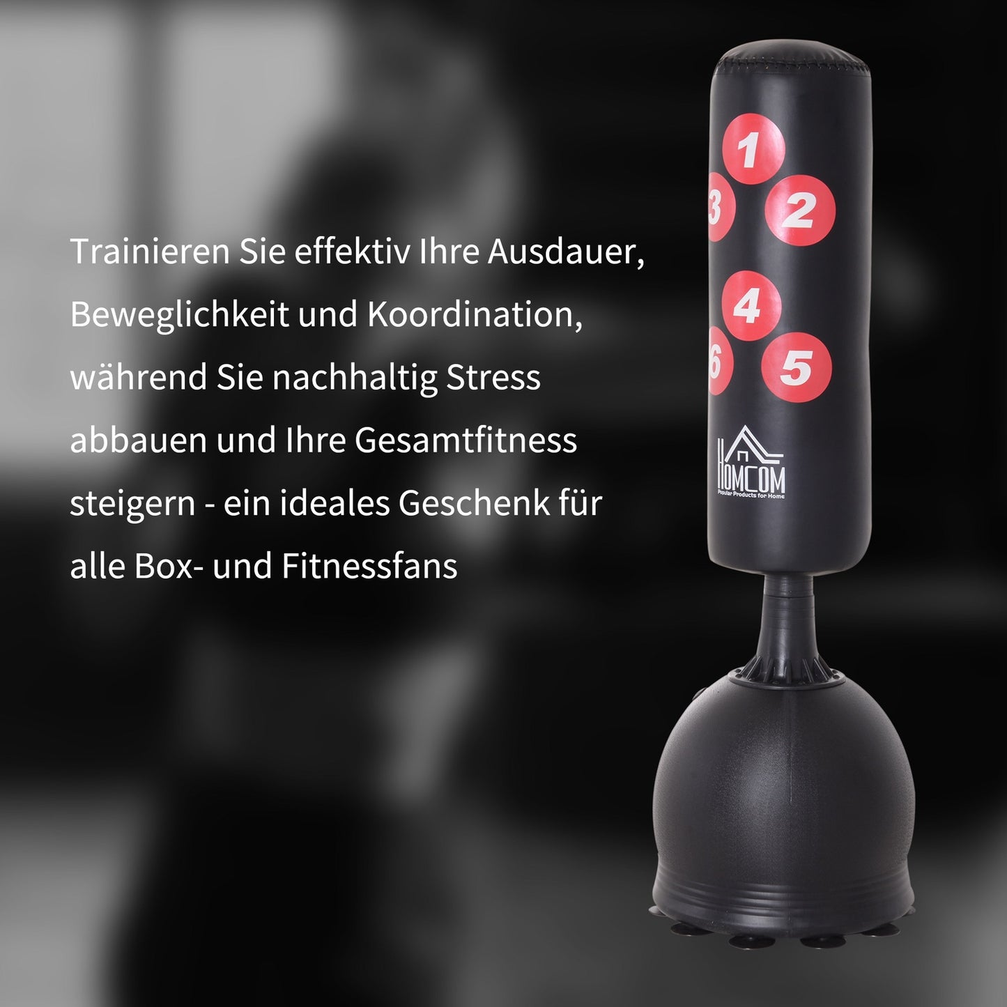 Freestanding punching bag 165cm, Heavy Duty, suction base