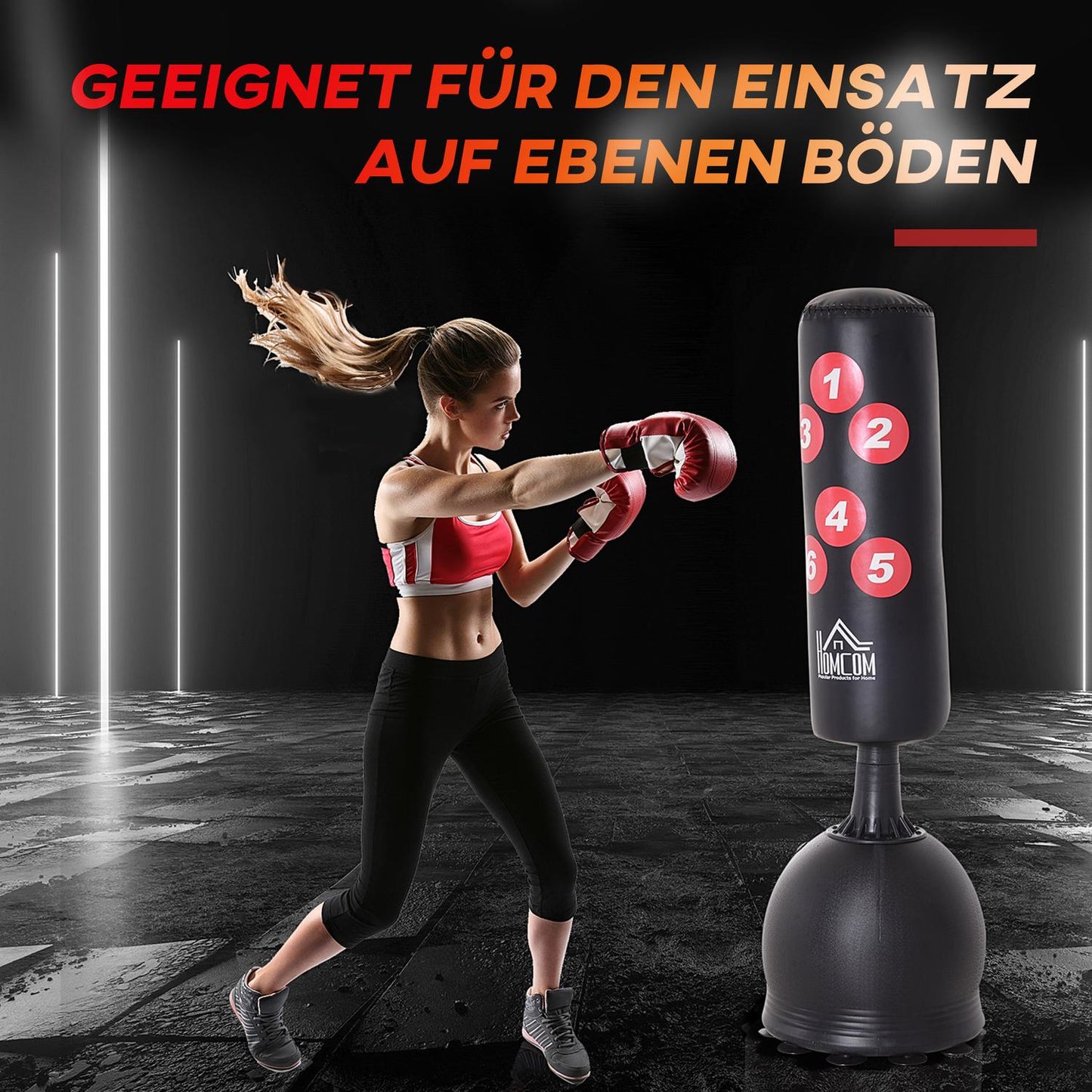 Freestanding punching bag 165cm, Heavy Duty, suction base
