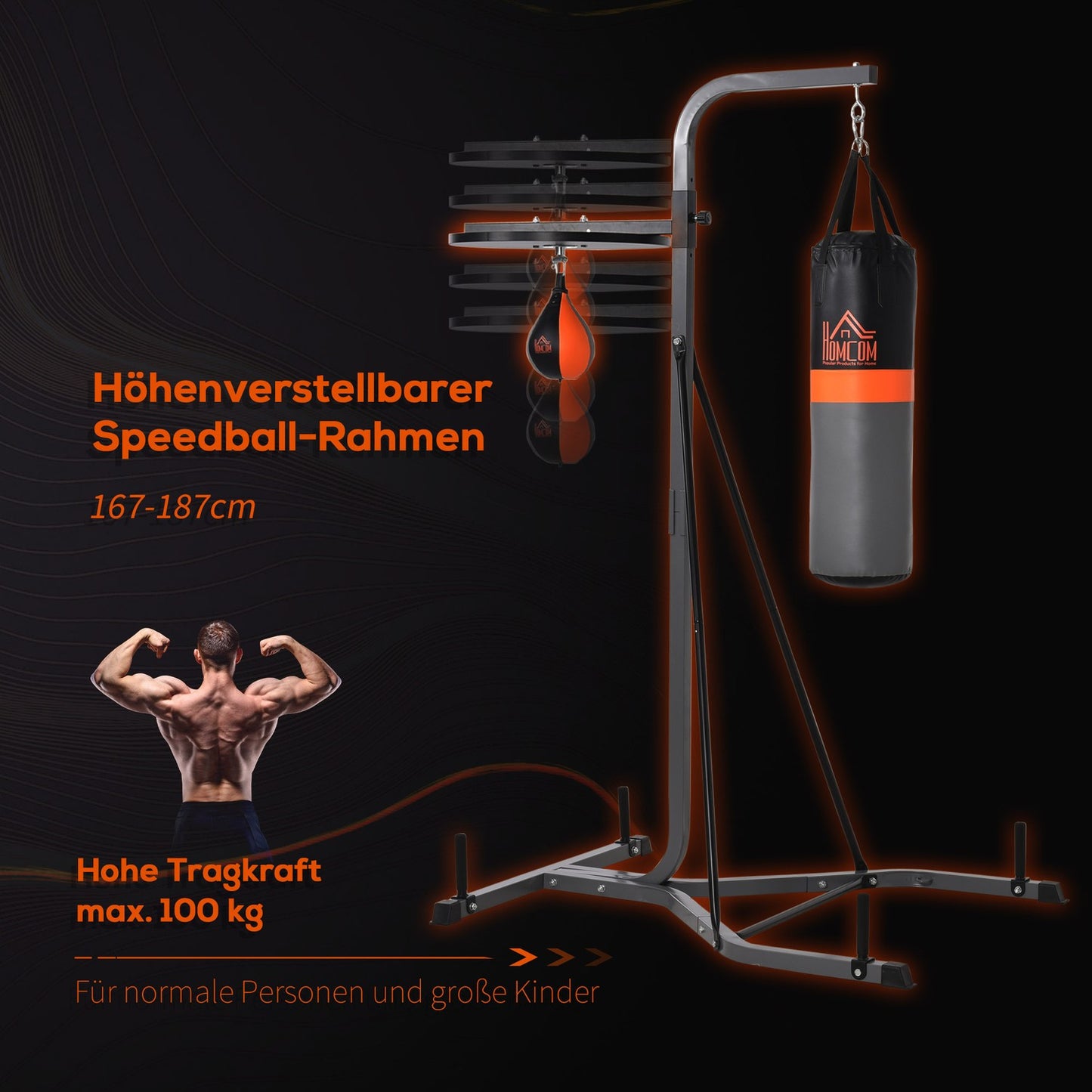 Book bag stand with 20 kg bag & ball, adjustable steel