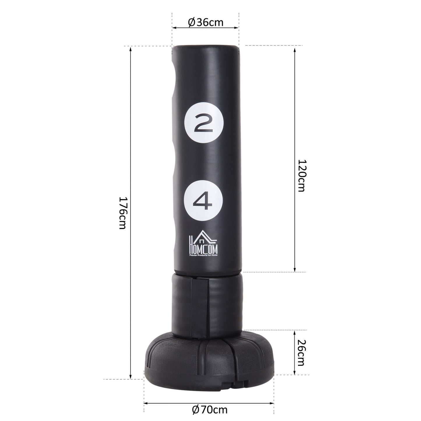 Freestanding 176cm Heavy Duty punching bag with vinyl pad