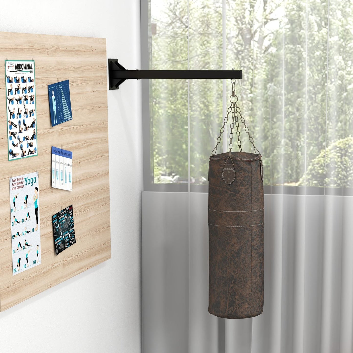 Adjustable wall bracket in steel for punching bag - up to 100 kg