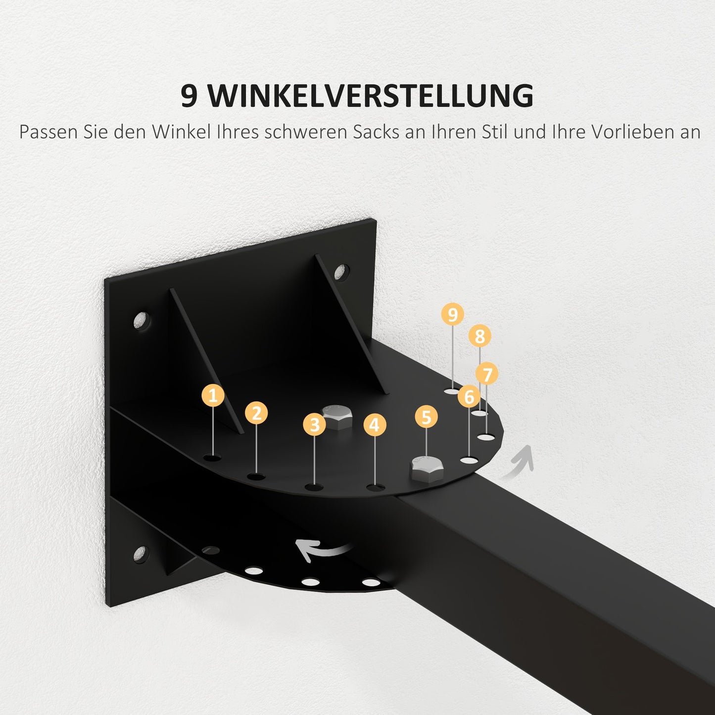 Adjustable wall bracket in steel for punching bag - up to 100 kg