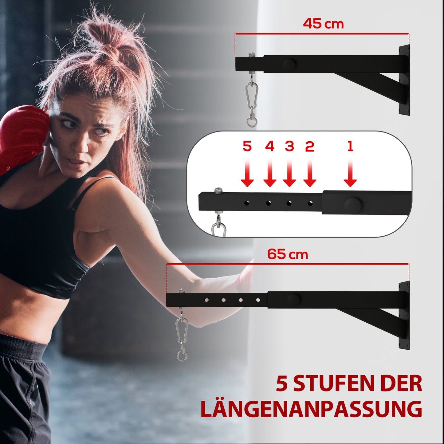 Adjustable wall-mounted box rack for heavy bags