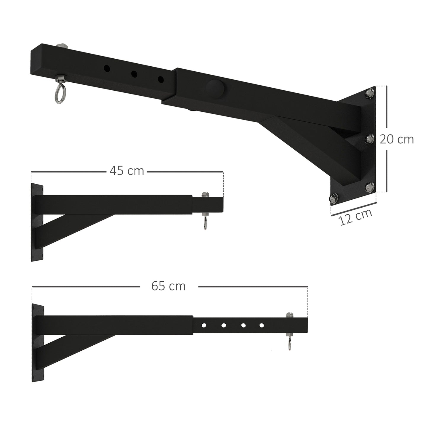 Adjustable wall-mounted box rack for heavy bags