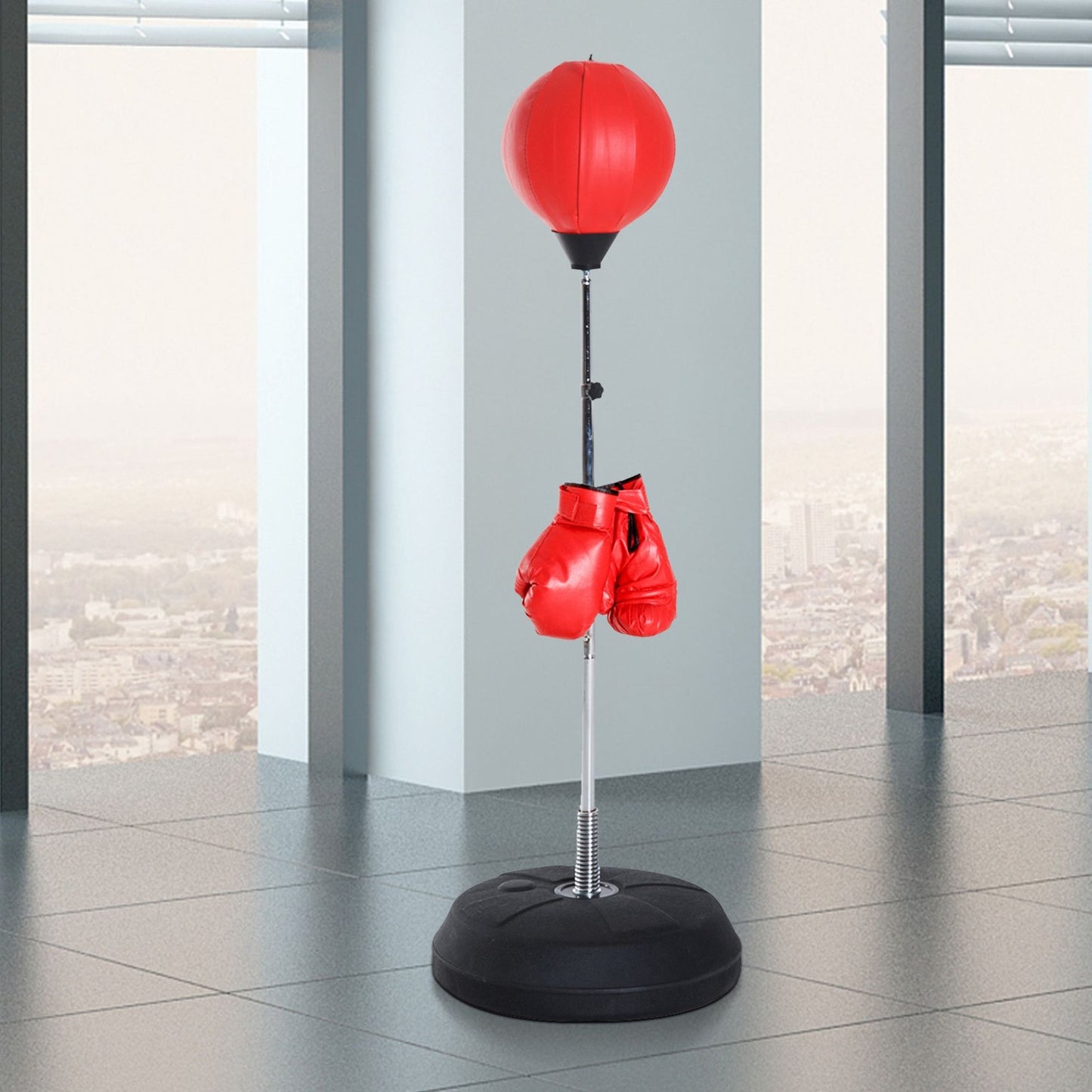 Standing punching bag with gloves, adjustable height 126-144cm